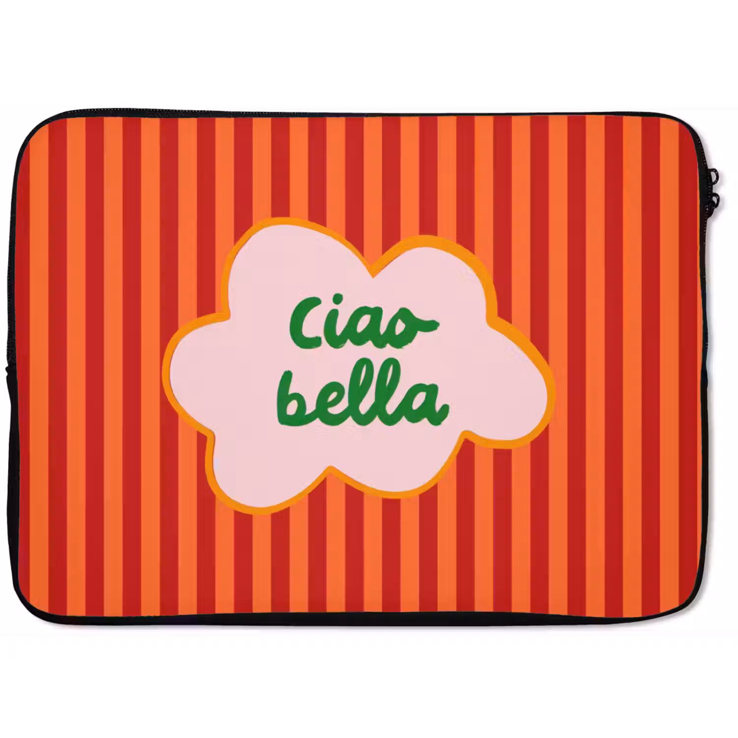 Ciao bella - Tekstwolk - Strepen - Oranje laptophoes neopreen klein -zkaufland3dotto