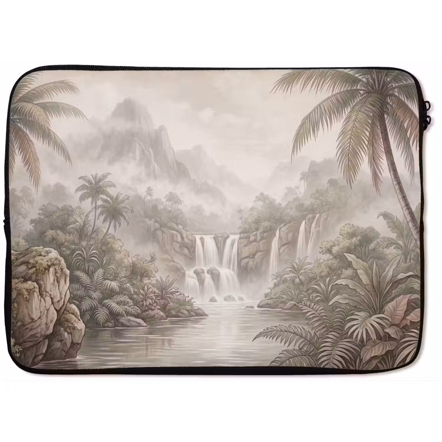 Jungle - Watervallen - Tropisch - Illustratie laptophoes neopreen klein -zkaufland3dotto