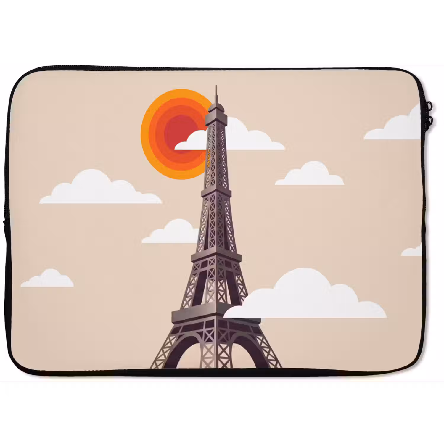 Eiffeltoren - Zon - Architectuur - Abstract - Beige laptophoes neopreen klein -zkaufland3dotto