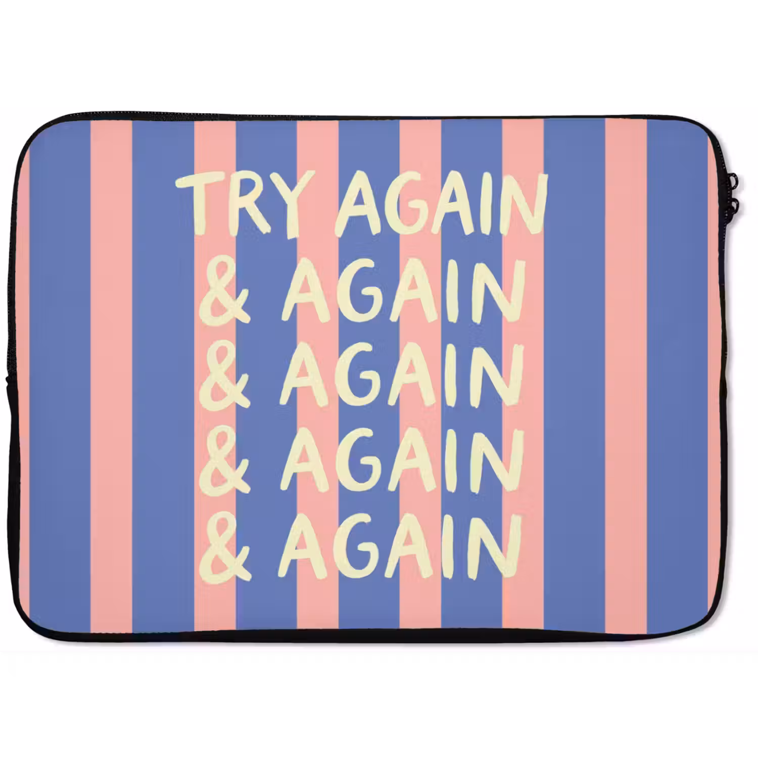 Try again - Strepen - Roze - Verticaal - Blauw laptophoes neopreen klein -zkaufland3dotto