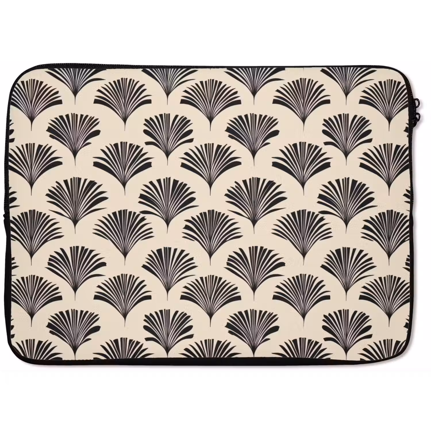 Waaiers - Botanisch - Zwart - Beige laptophoes neopreen klein 279 -zkaufland3dotto
