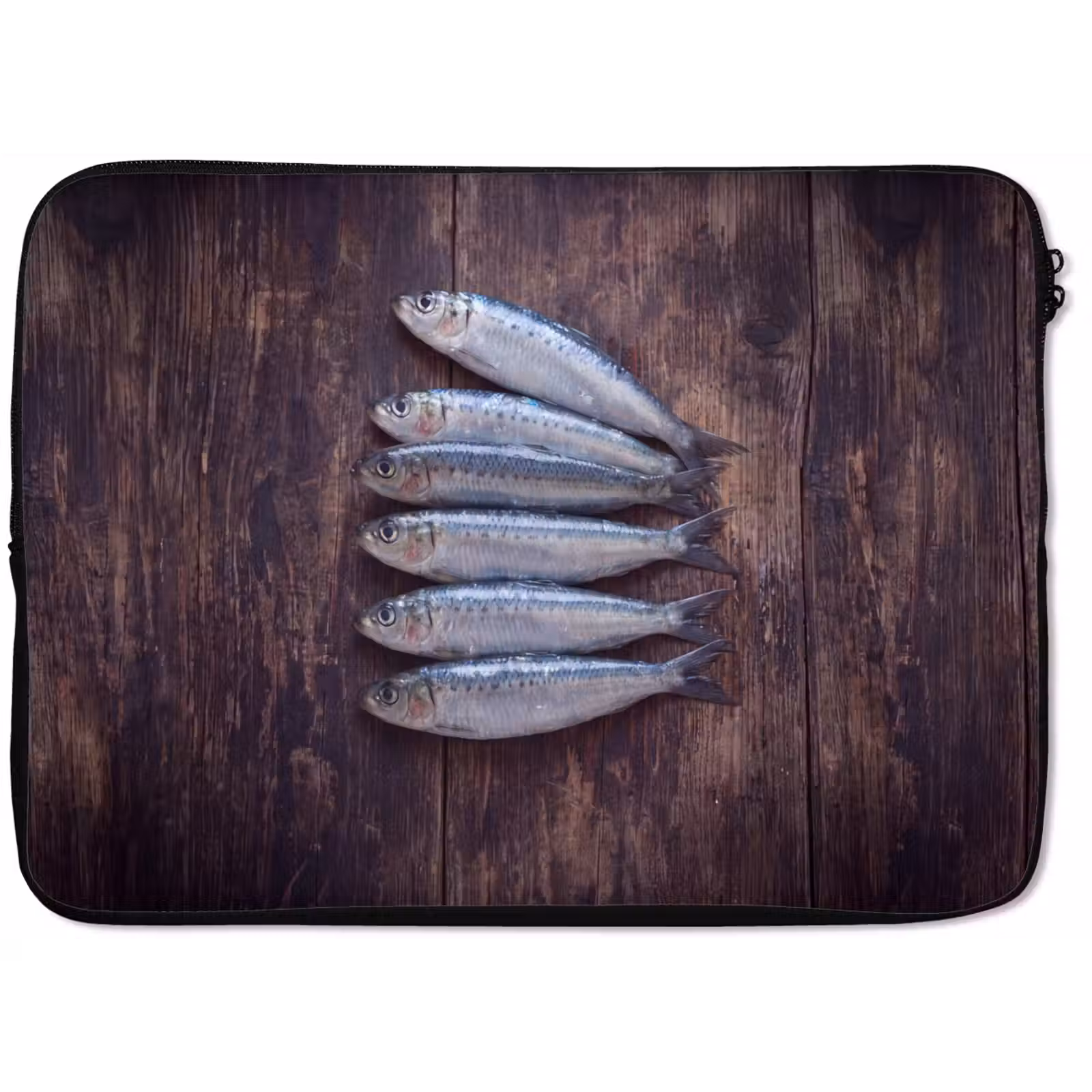 Laptop hülle - Fisch – Holz – Essen - Vis - Hout - Eten laptophoes neopreen klein