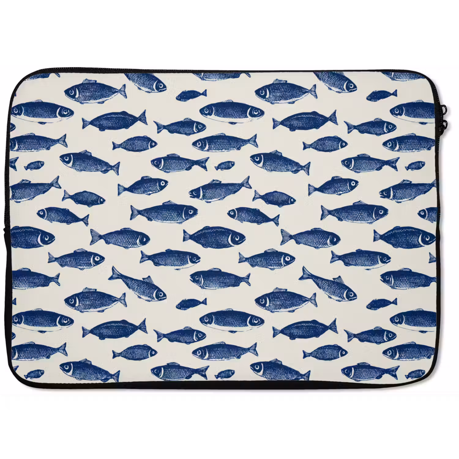 Vissen - Patroon - Blauw - Wit laptophoes neopreen klein 279 -zkaufland3dotto