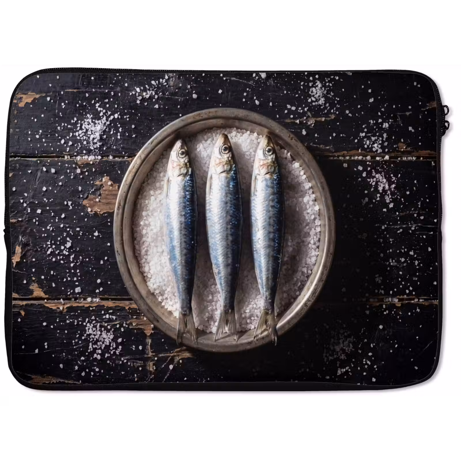 Laptop hülle - Fisch – Salz – Essen - Vis - Zout - Eten laptophoes neopreen klein