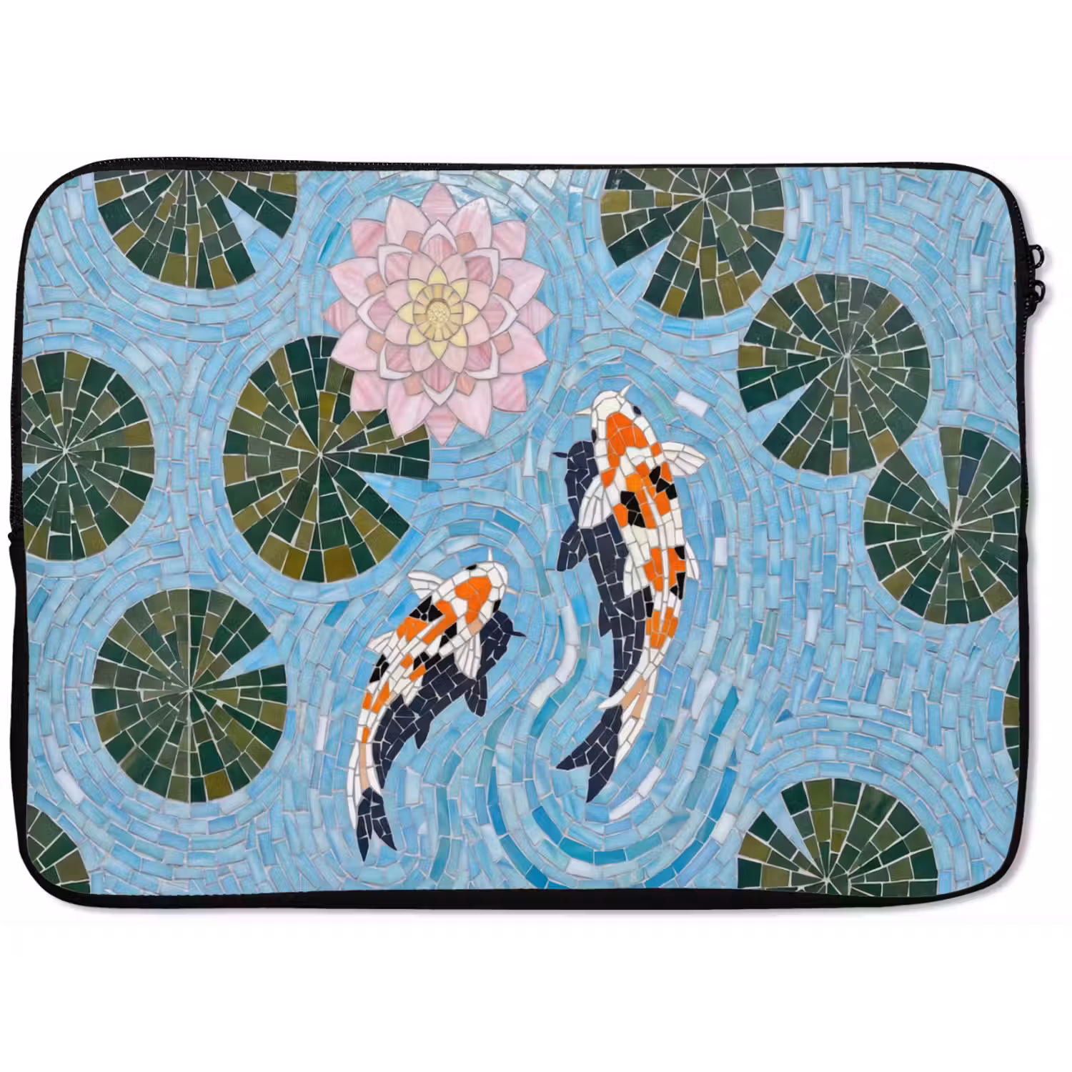 Vis - Water - Natuur - Mozaïek - Blauw laptophoes neopreen klein -zkaufland3dotto