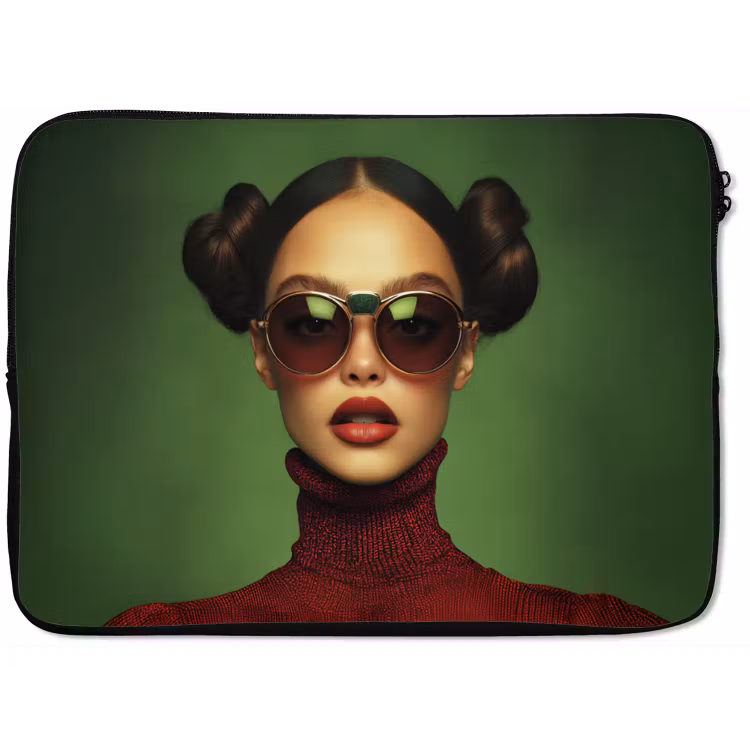 Vrouw - Groen - Bril - Aesthetic - Modern laptophoes neopreen klein -zkaufland3dotto