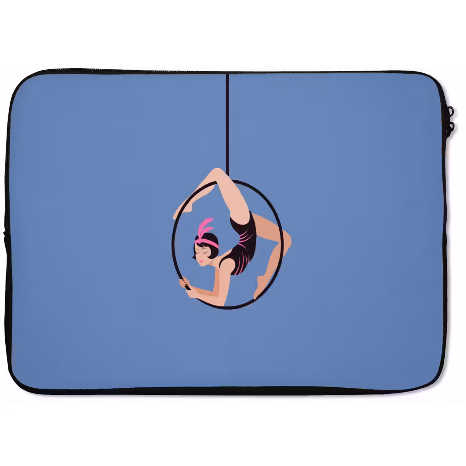 Vrouw - Aerial hoop - Art deco - Illustratie - Blauw laptophoes neopreen klein -zkaufland3dotto
