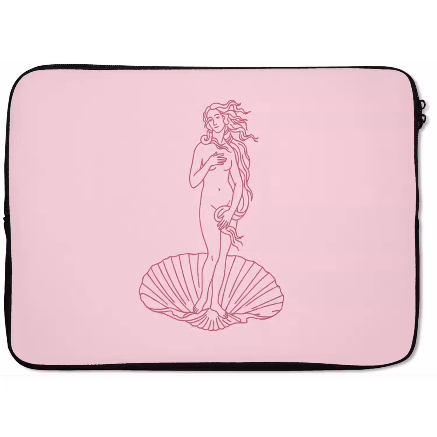 Vrouw - Schelp - Kunst - Lijntekening - Roze laptophoes neopreen klein -zkaufland3dotto