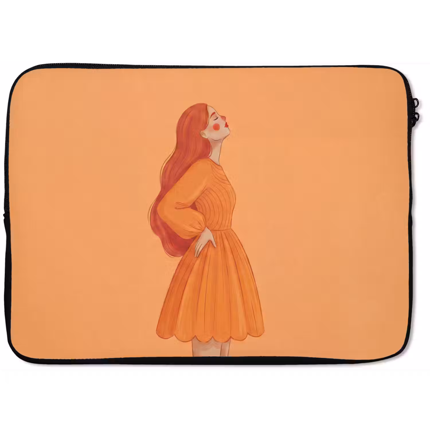Vrouw - Profiel - Mensen - Modern - Oranje laptophoes neopreen klein -zkaufland3dotto