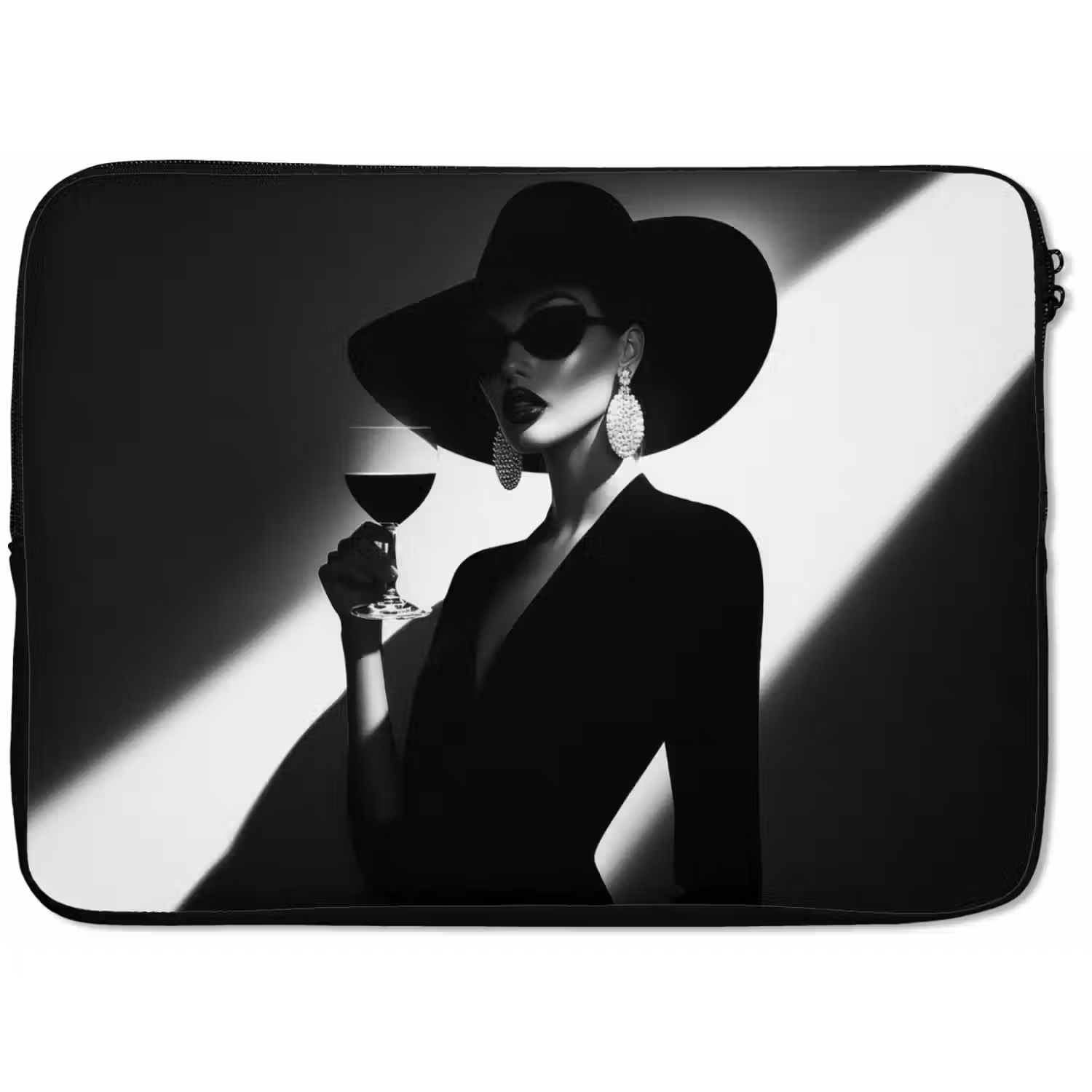 Vrouw - Wijn - Chic laptophoes neopreen klein -zkaufland3dotto