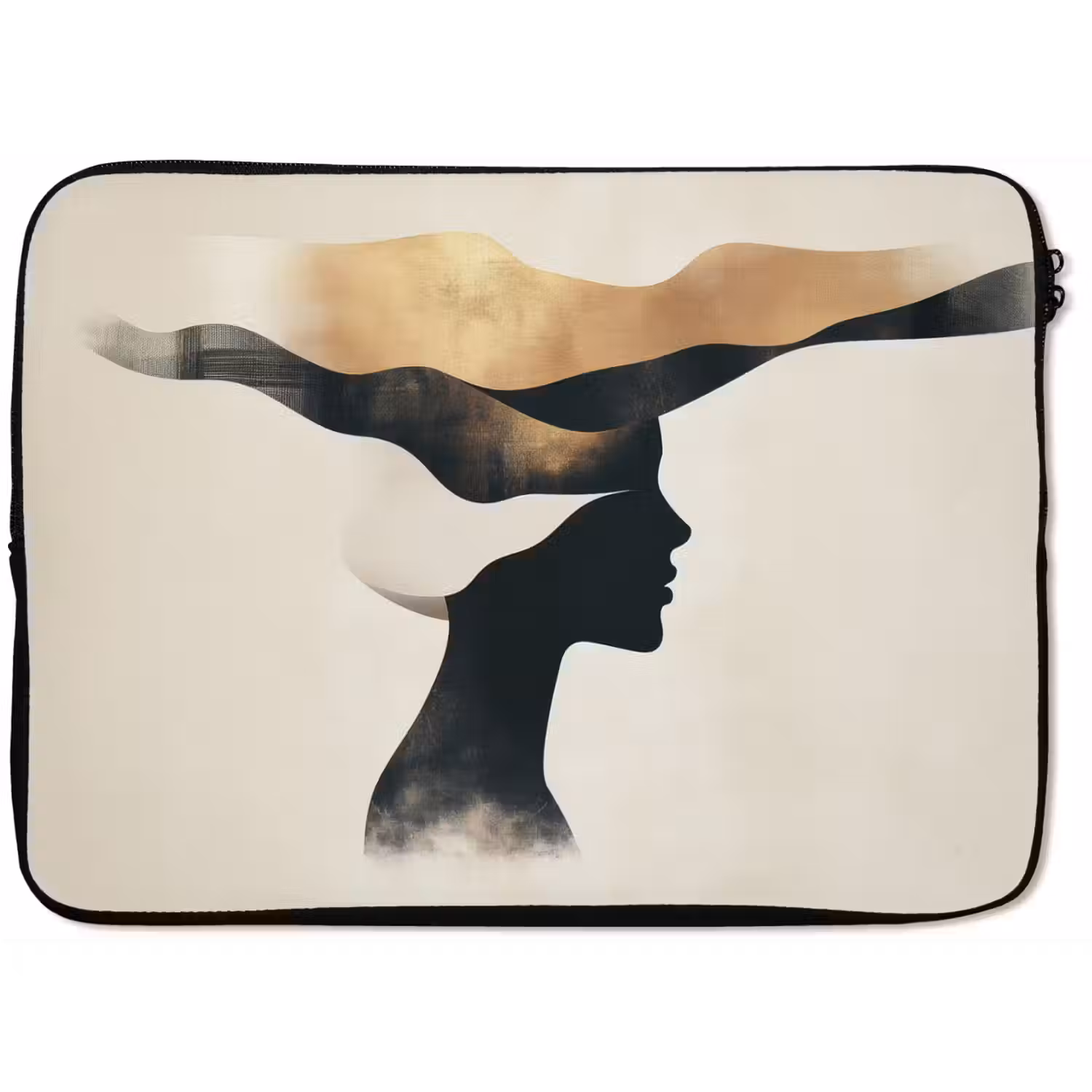 Vrouw - Golven - Zwart laptophoes neopreen klein -zkaufland3dotto