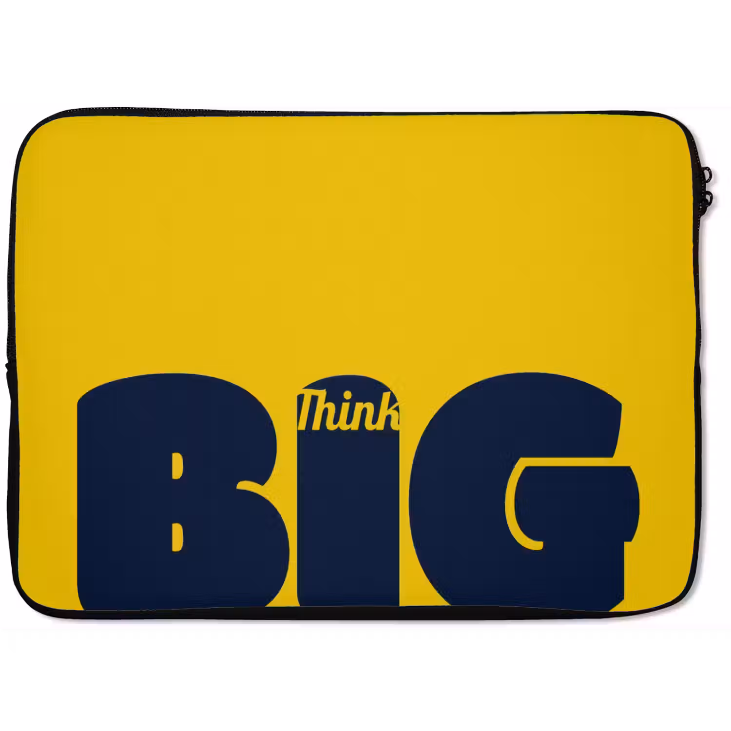 Geel - Think big - Grafisch laptophoes neopreen klein -zkaufland3dotto