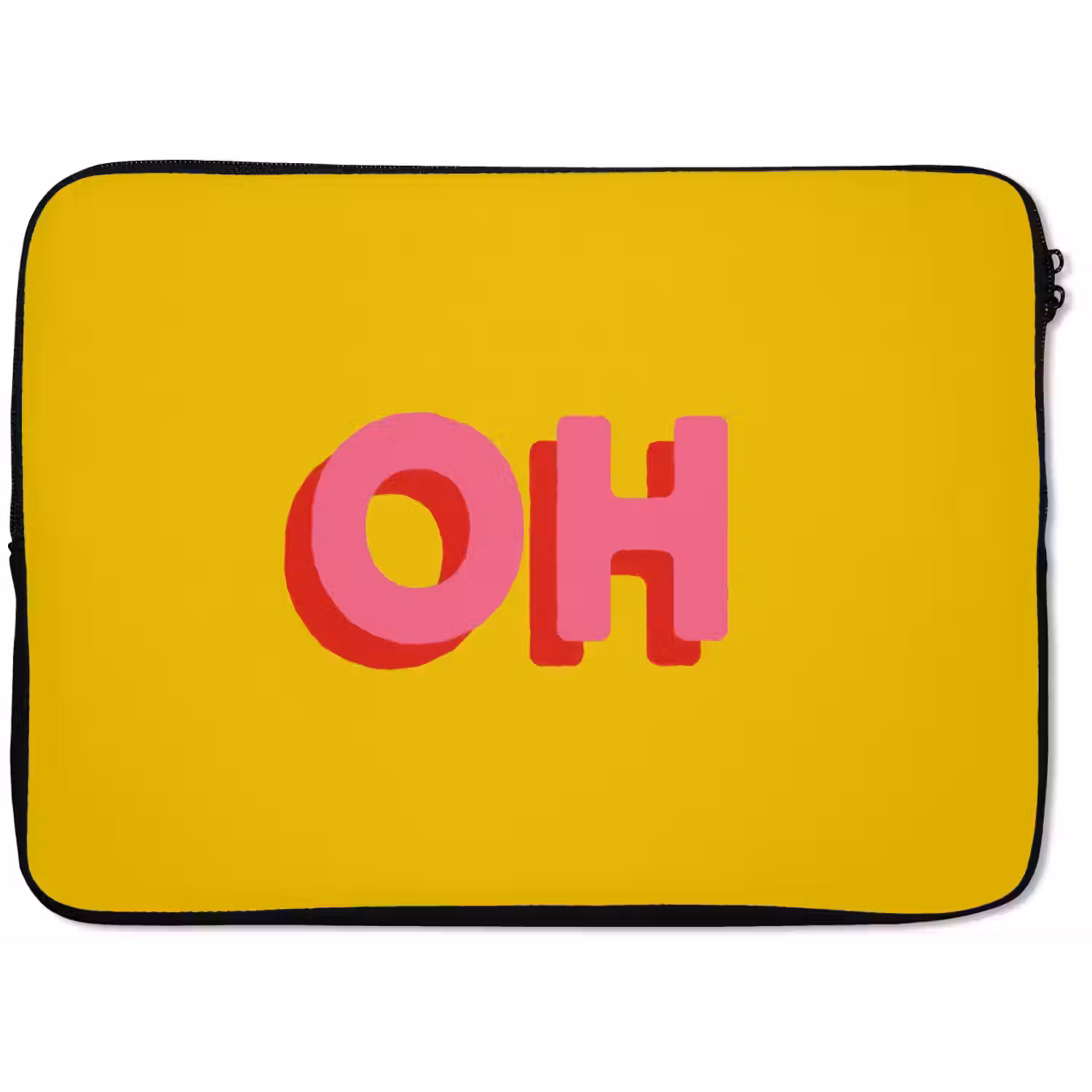Geel - Roze - Oh - 3D laptophoes neopreen klein -zkaufland3dotto