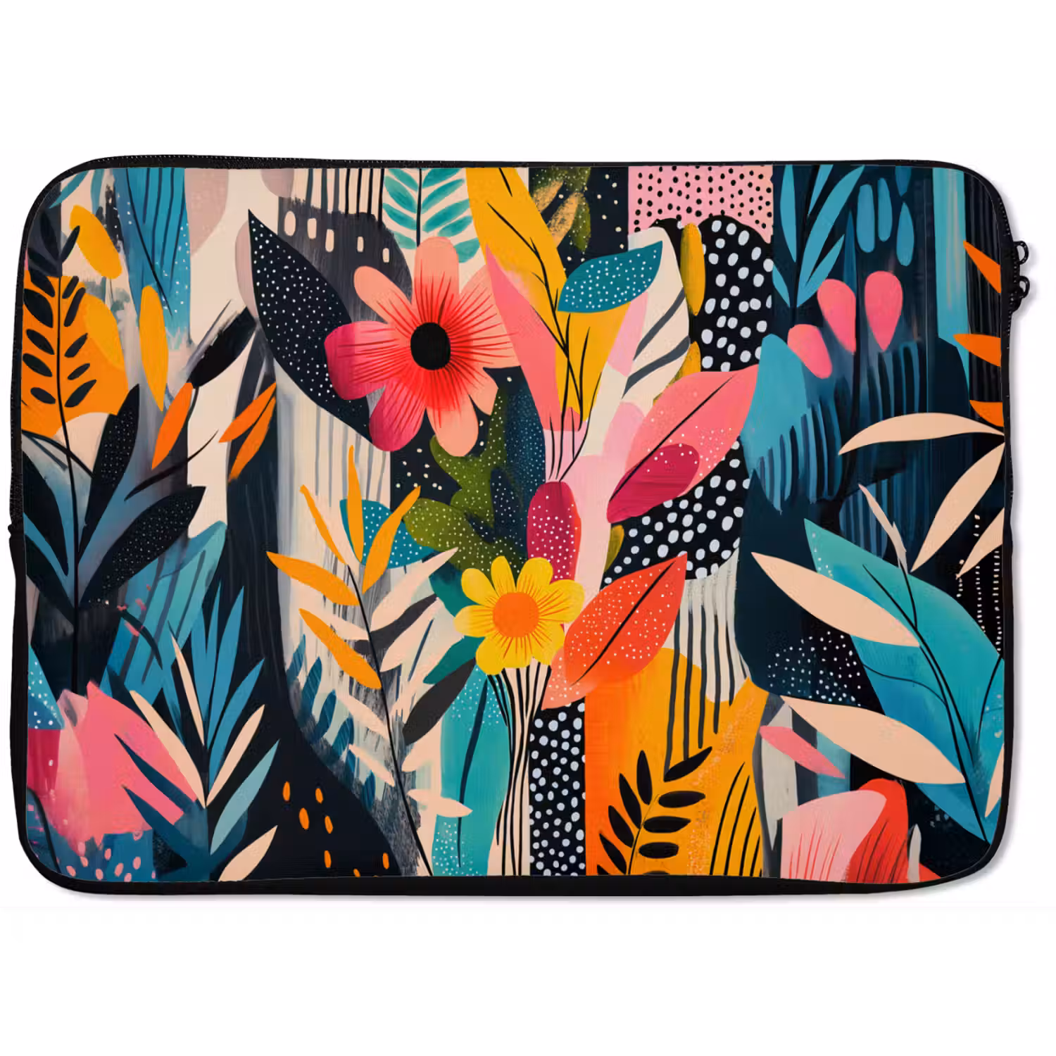 Schilderij - Abstract - Bloemen - Roze laptophoes neopreen klein -zkaufland3dotto