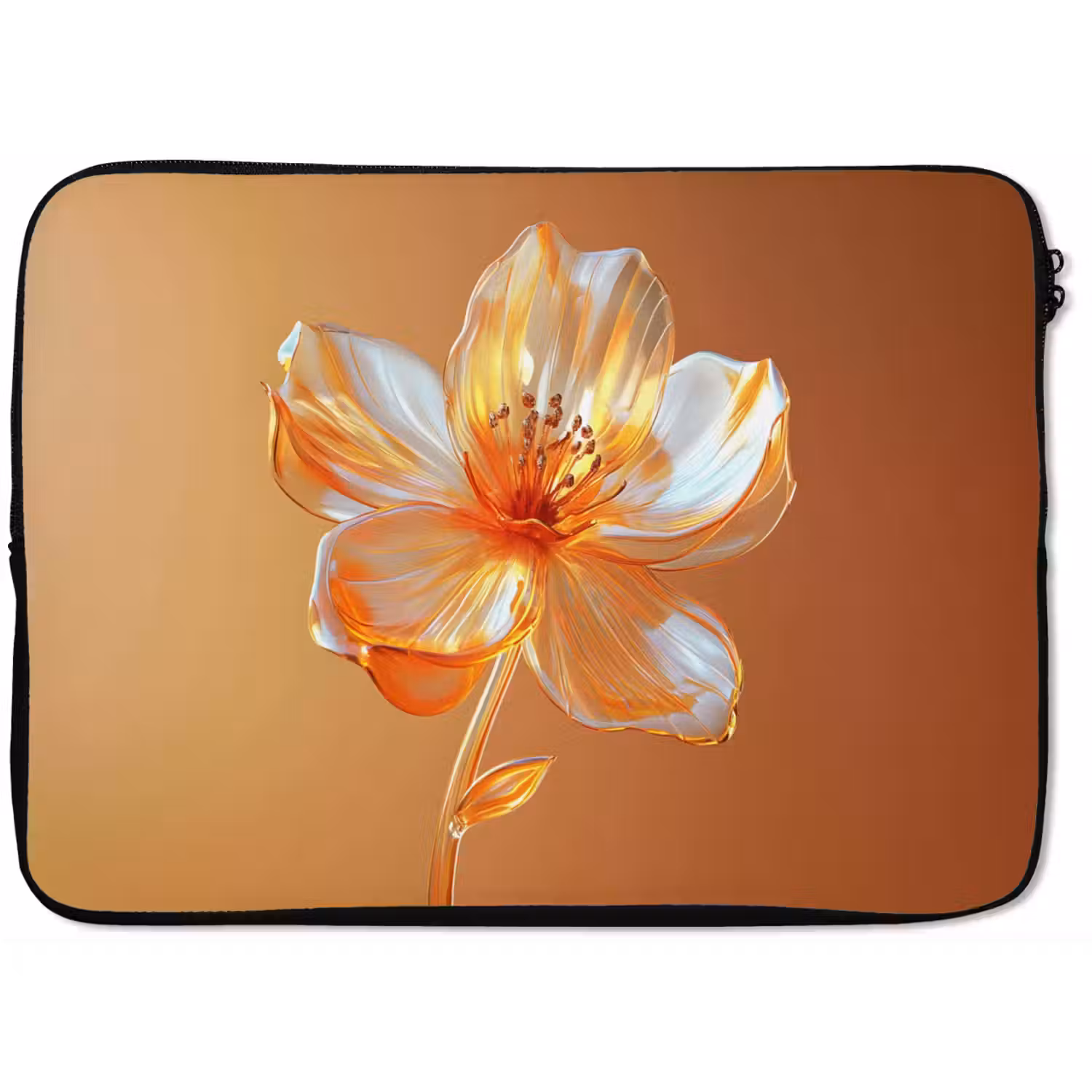Glazen - Bloem - Oranje laptophoes neopreen klein -zkaufland3dotto