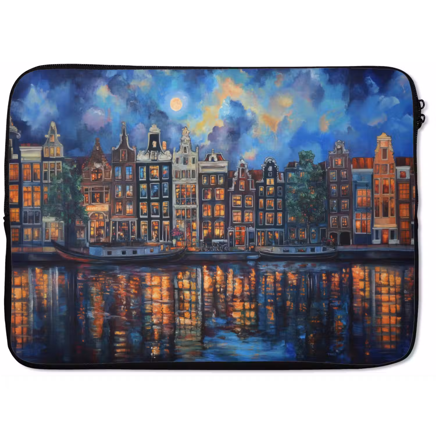 Grachten Amsterdam - Huizen - Stad - Kleurrijk laptophoes neopreen klein -zkaufland3dotto