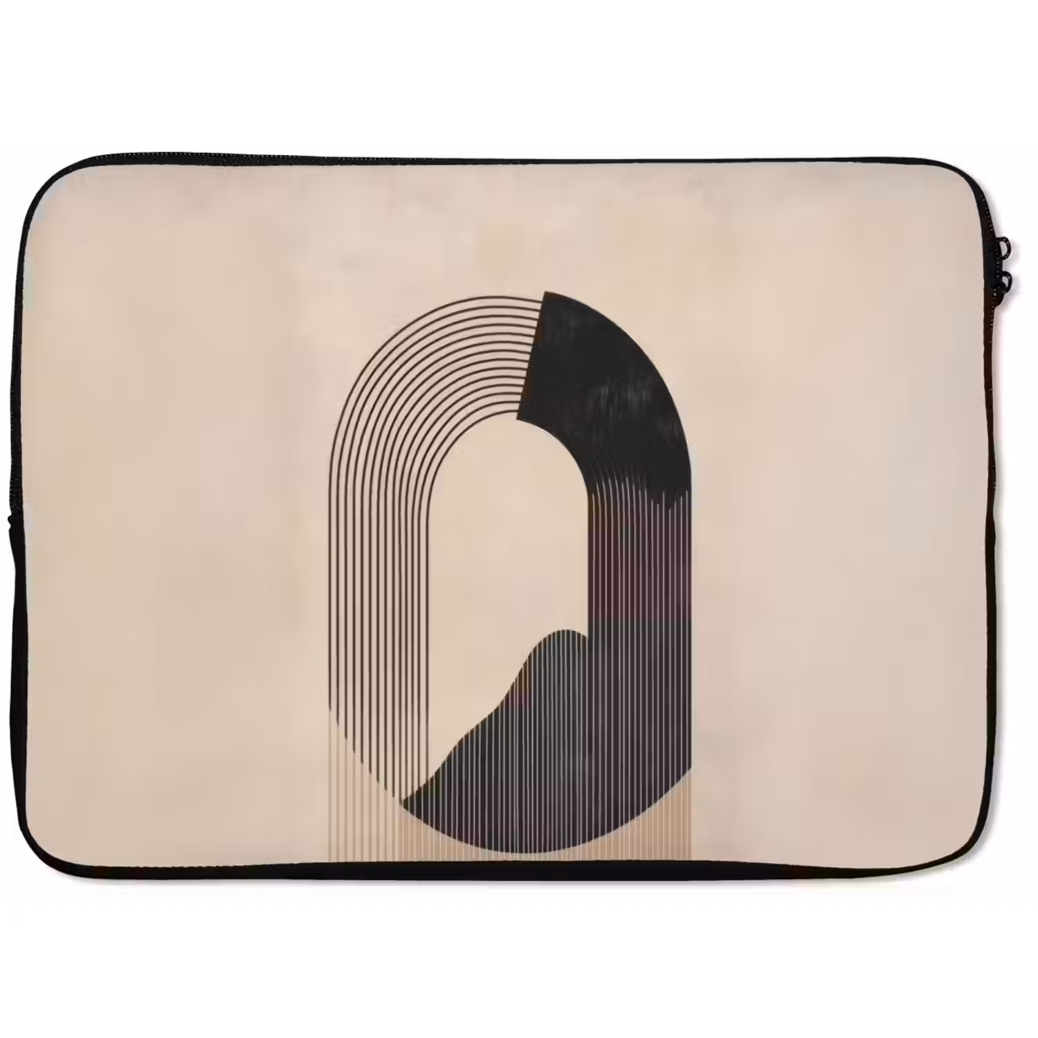 Grafisch gebogen motief - Beige laptophoes neopreen klein -zkaufland3dotto