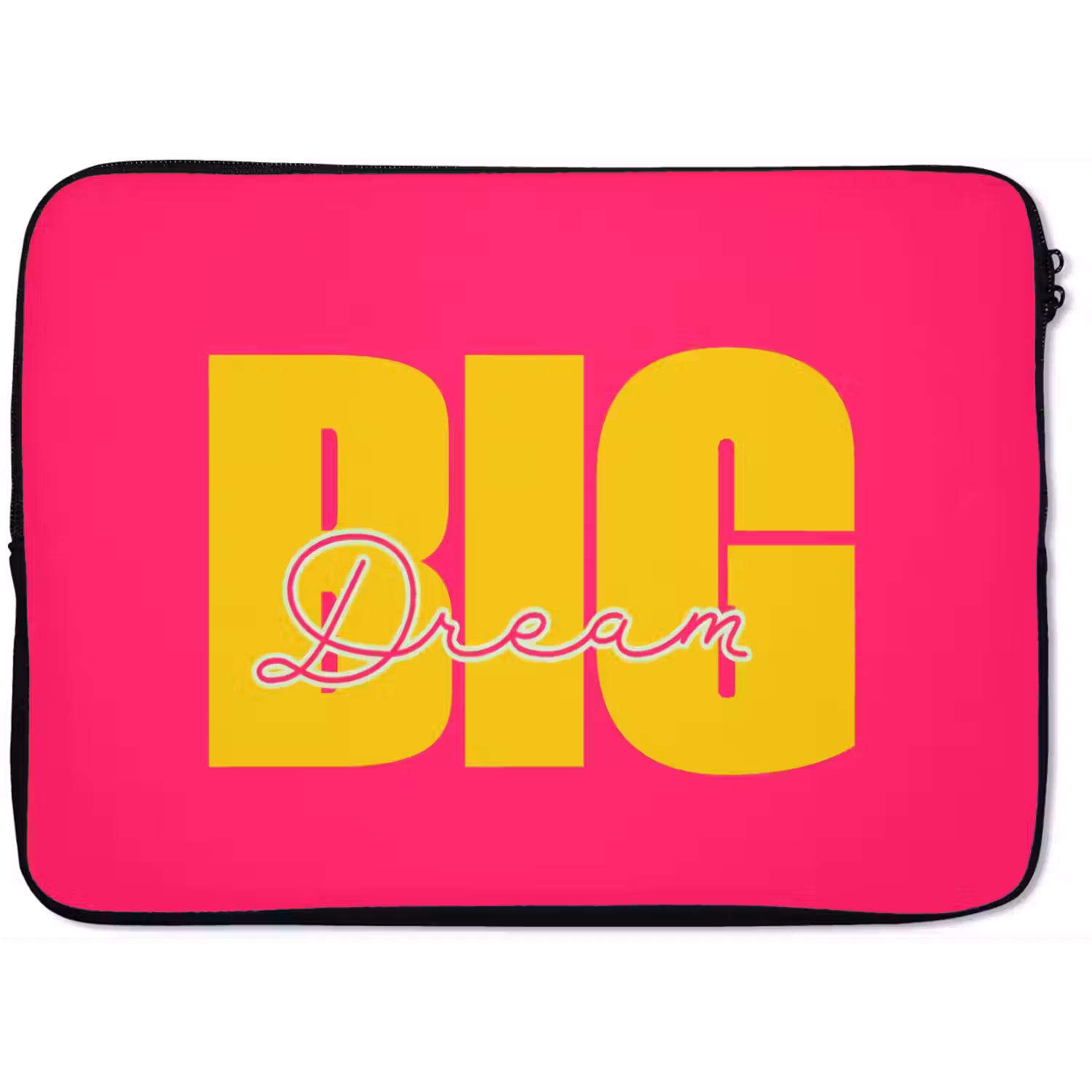 Dream big - Roze - Geel - Minimalistisch laptophoes neopreen klein -zkaufland3dotto
