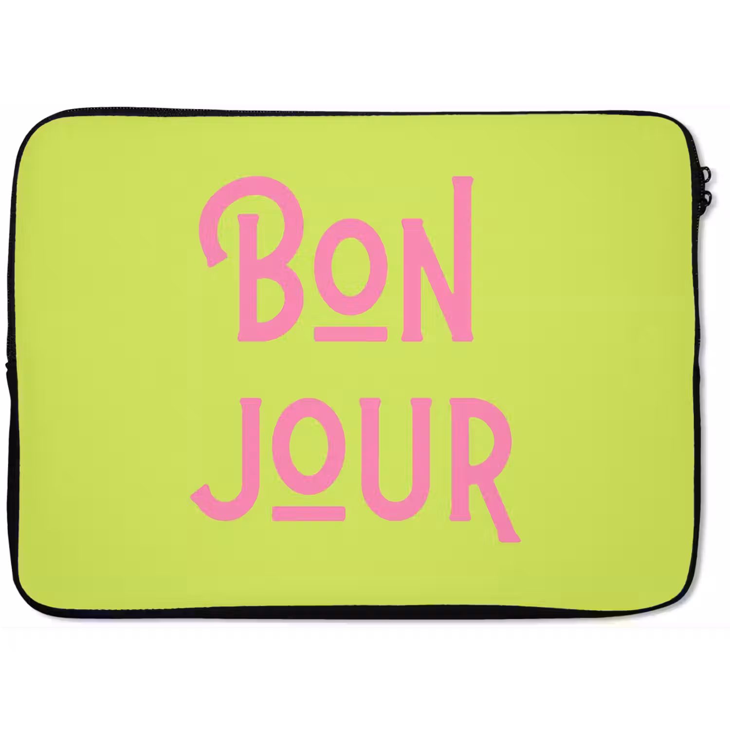 Groen - Roze bonjour - art-deco laptophoes neopreen klein -zkaufland3dotto