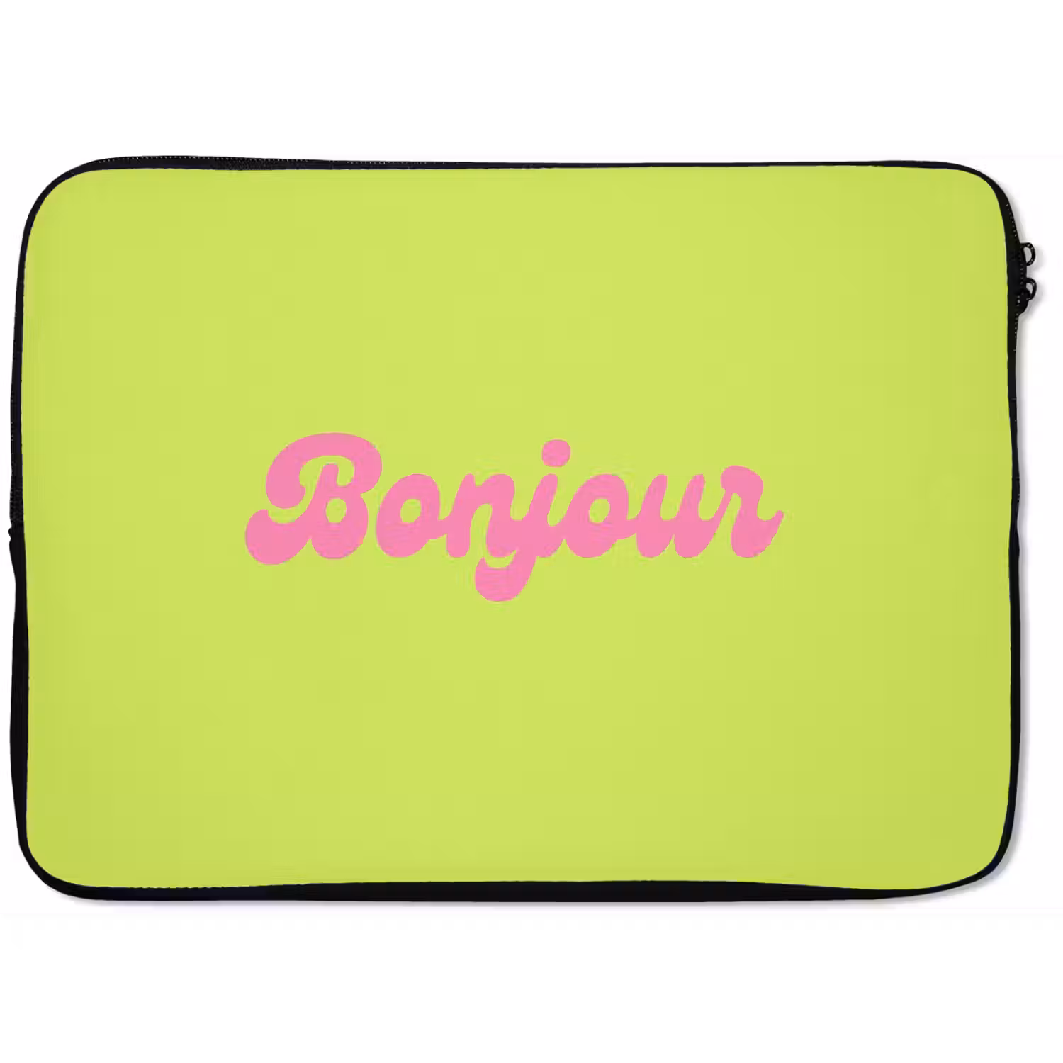 Groen - Roze bonjour - Retro laptophoes neopreen klein -zkaufland3dotto