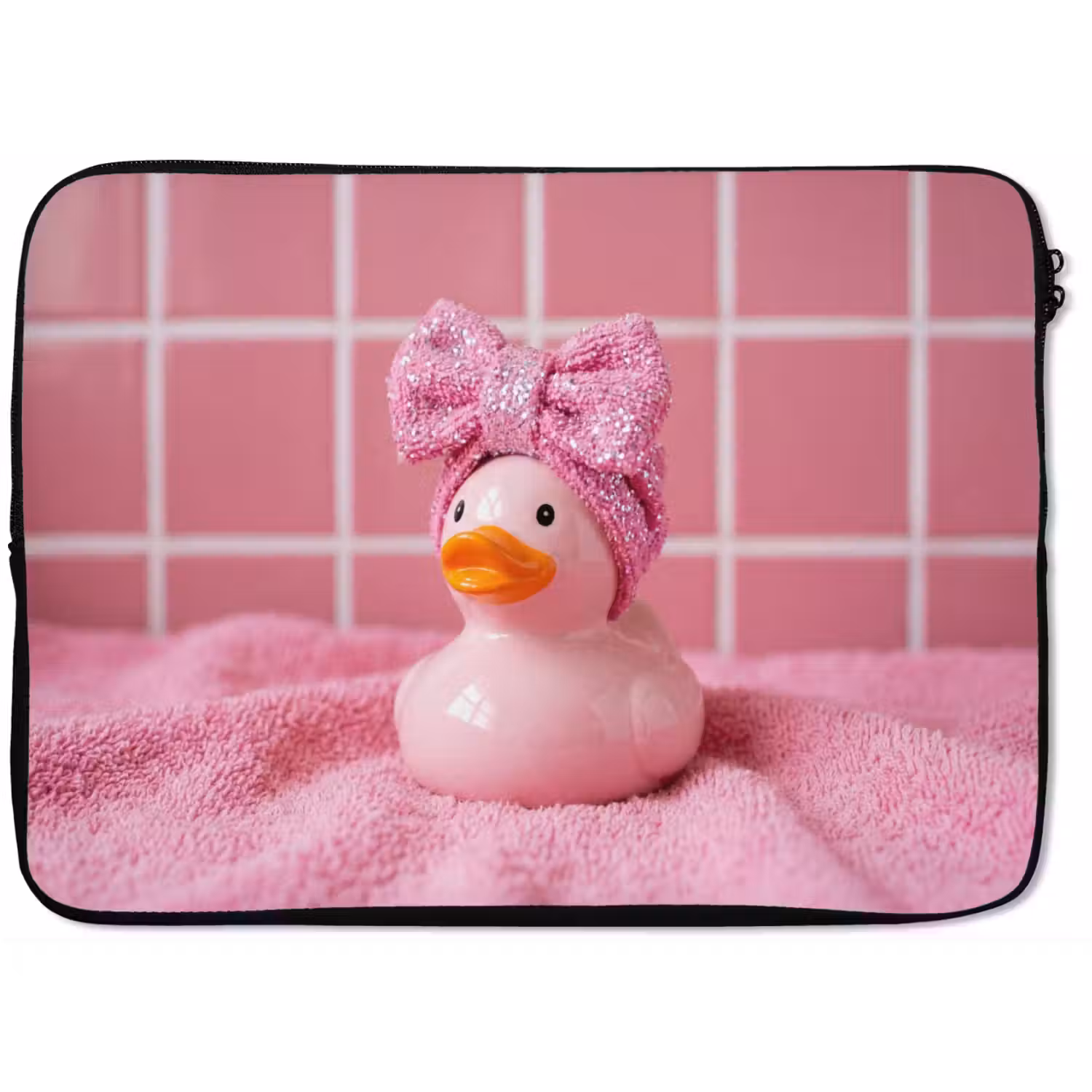 Badeend -Strik - Roze laptophoes neopreen klein -zkaufland3dotto