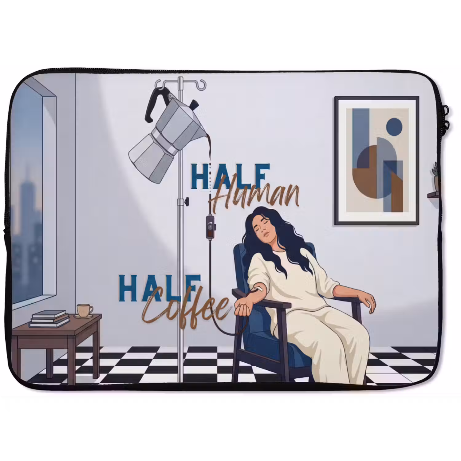 Half human, Half Coffee - Infuus - Koffie laptophoes neopreen klein -zkaufland3dotto