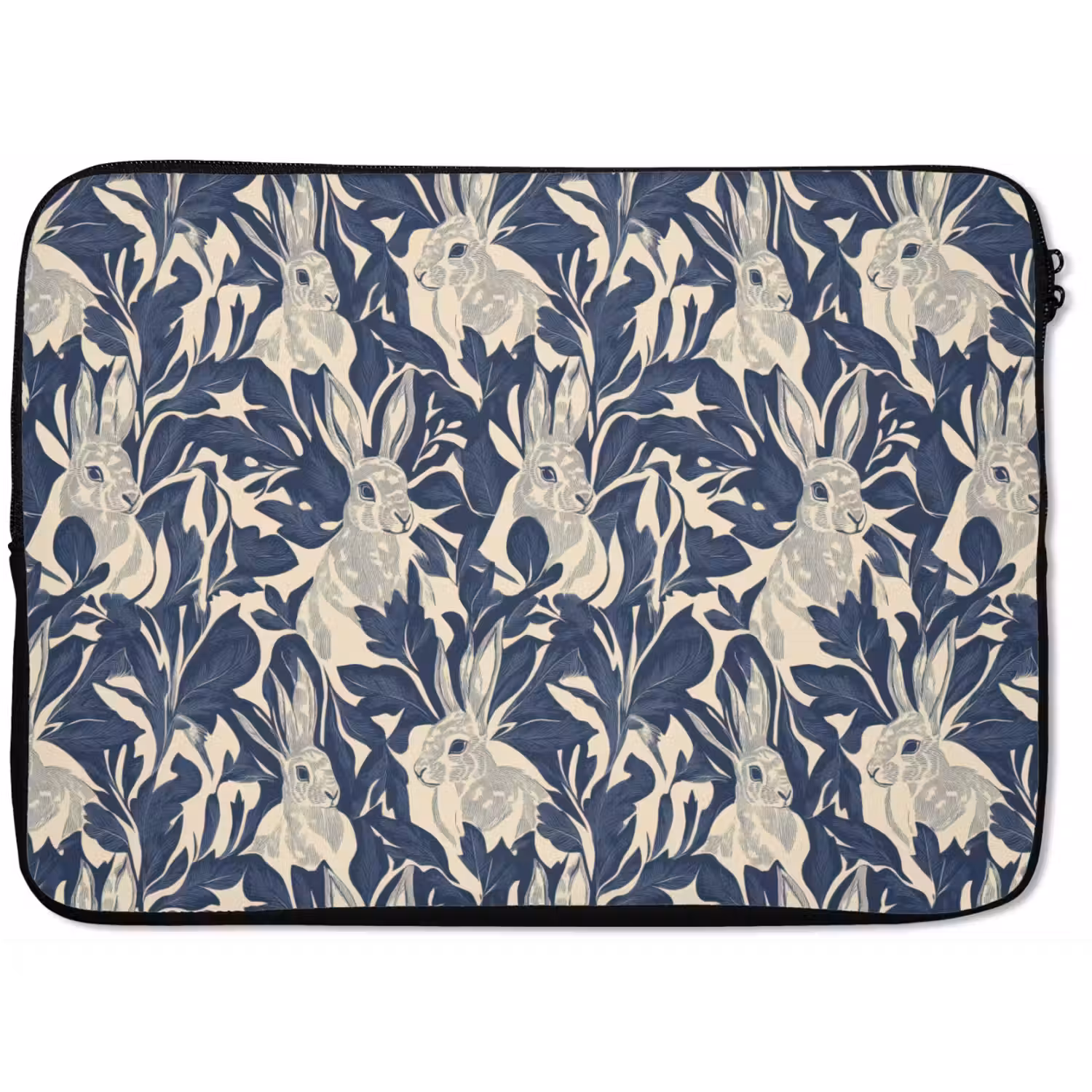 Hazen - Bladeren - Patroon - Blauw - Beige laptophoes neopreen klein 279 -zkaufland3dotto