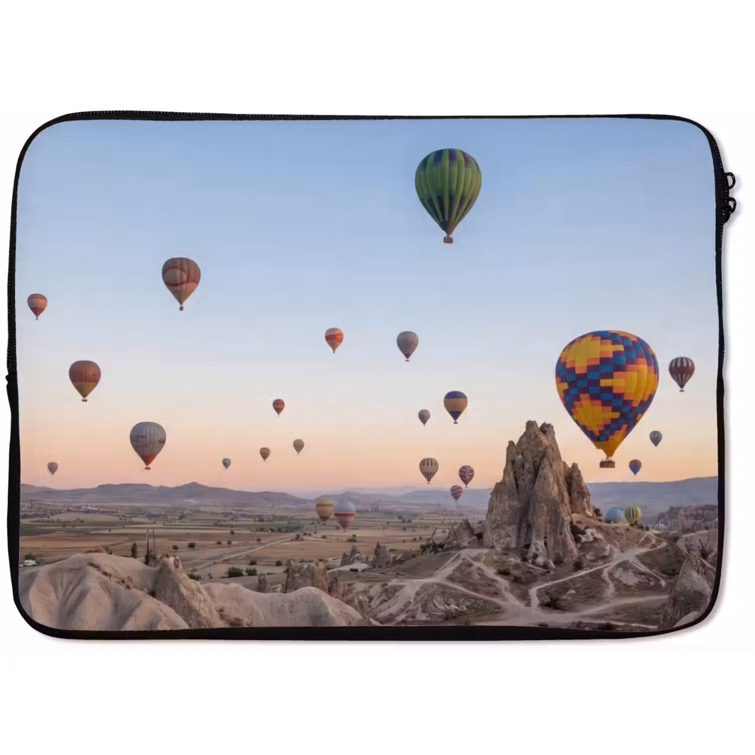 Luchtballonnen - Rotsen - Zonsopgang laptophoes neopreen klein -zkaufland3dotto