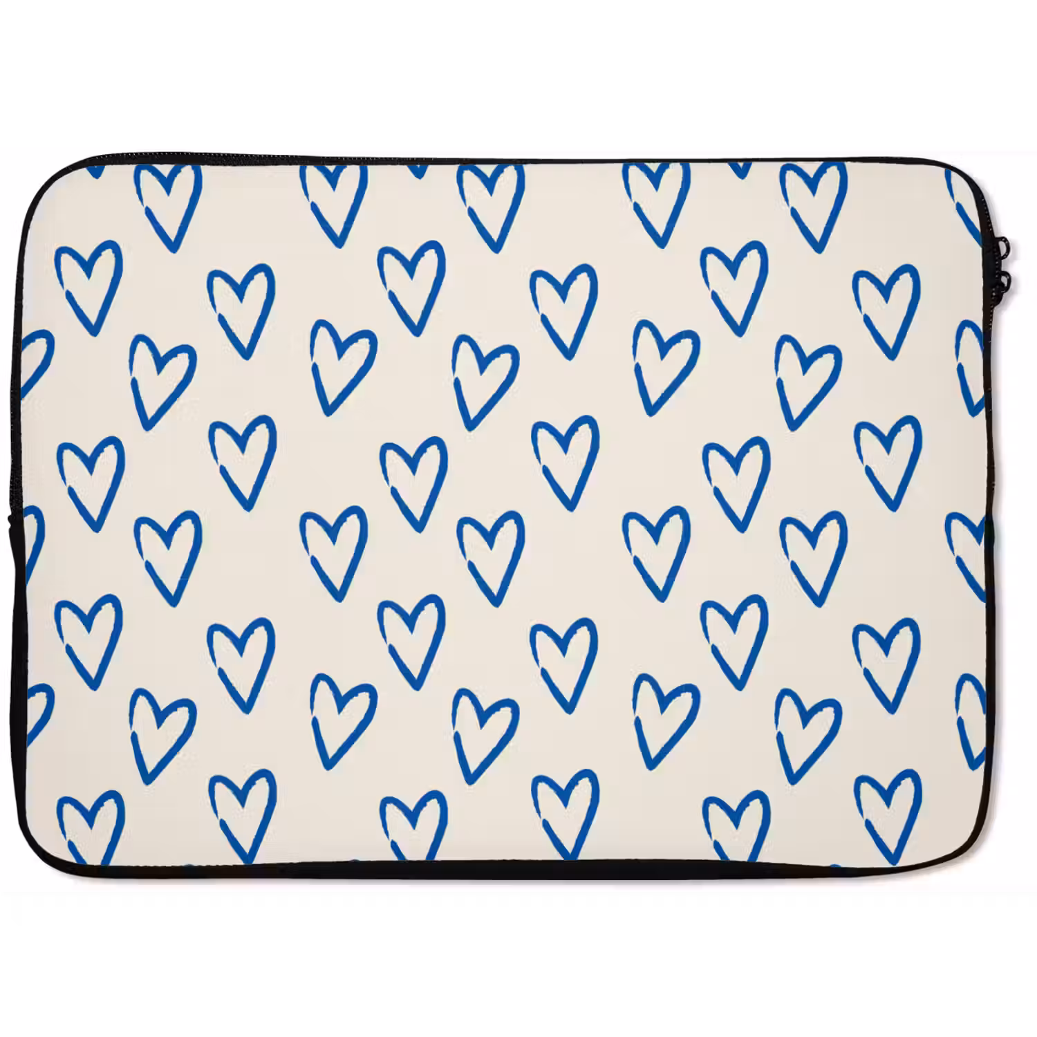 Hartjes patroon - Blauw - Beige - Liefde laptophoes neopreen klein -zkaufland3dotto