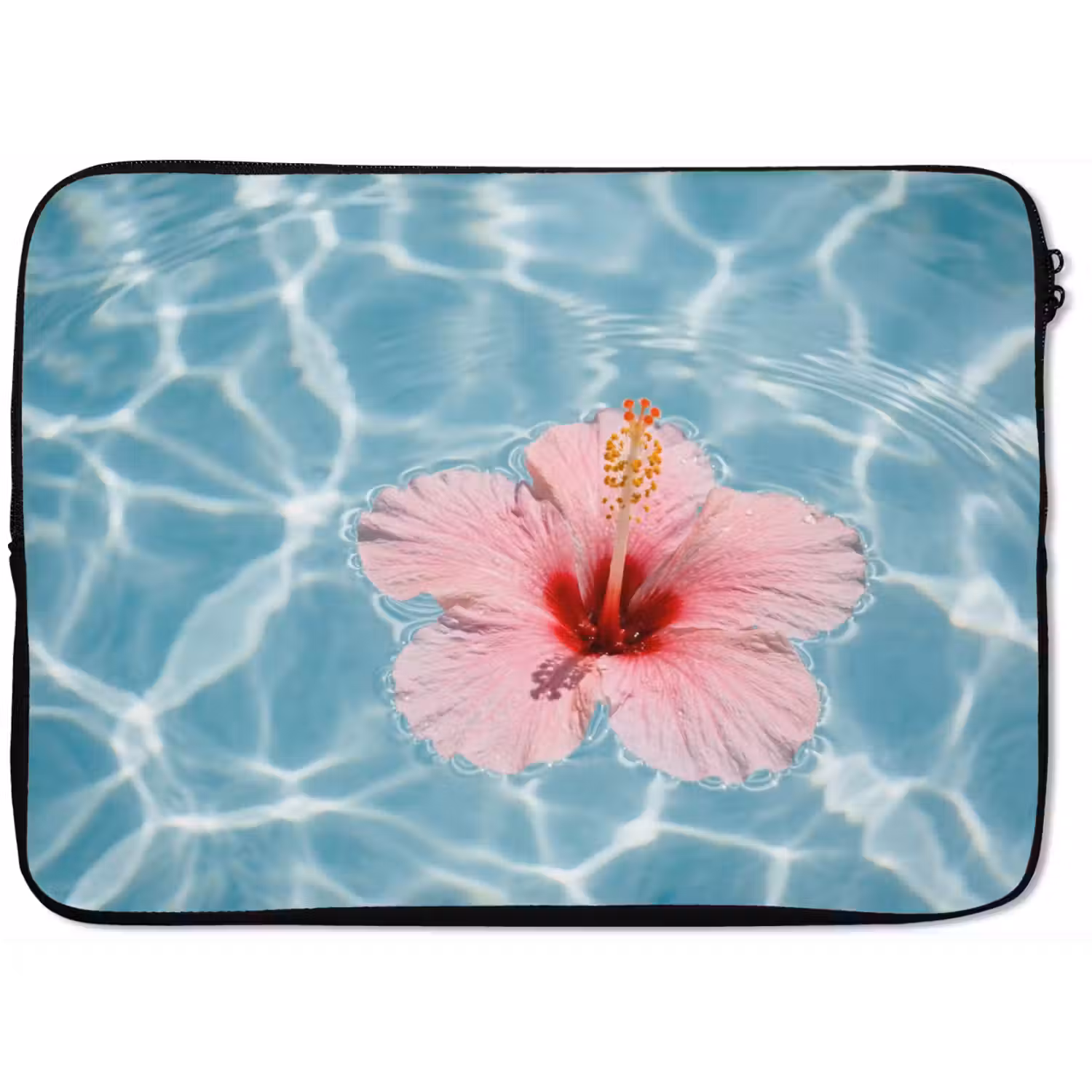 Hibiscus - Water - Roze laptophoes neopreen klein -zkaufland3dotto