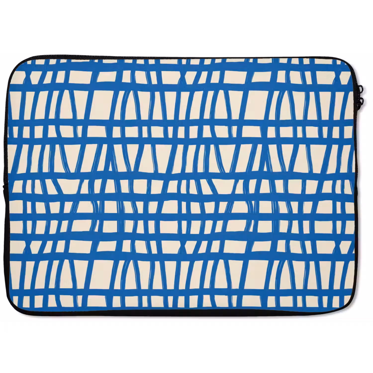 Ruitpatroon - Blauw - Crème laptophoes neopreen klein 279 -zkaufland3dotto