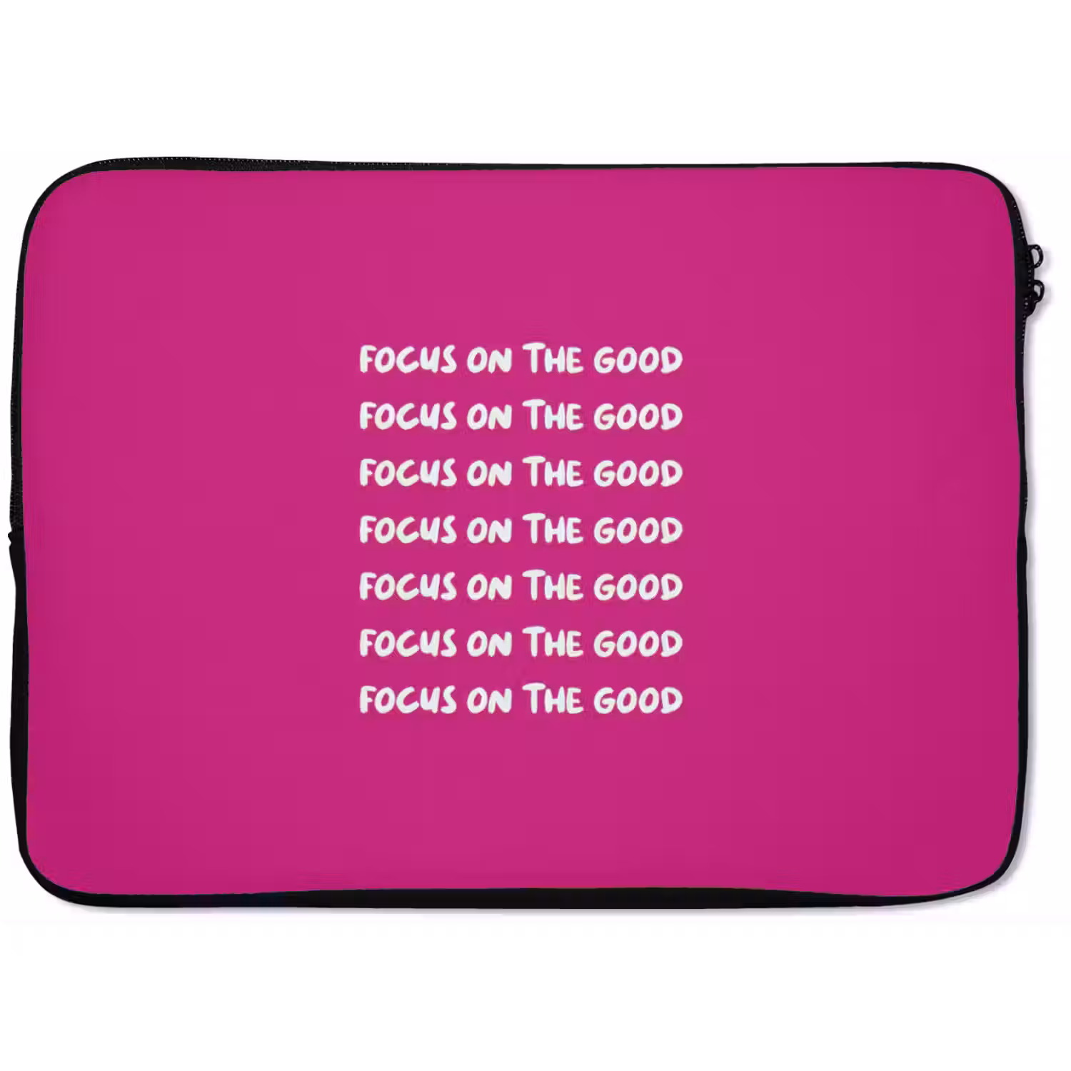 Focus on the good - Roze - wit laptophoes neopreen klein -zkaufland3dotto
