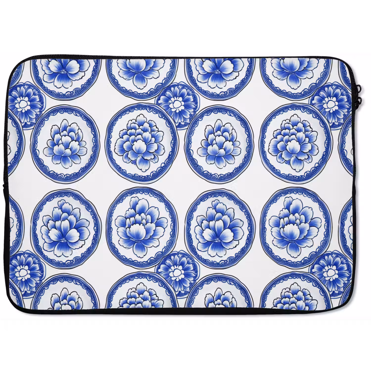 Cirkels - Bloemen - Blauw laptophoes neopreen klein 279 -zkaufland3dotto