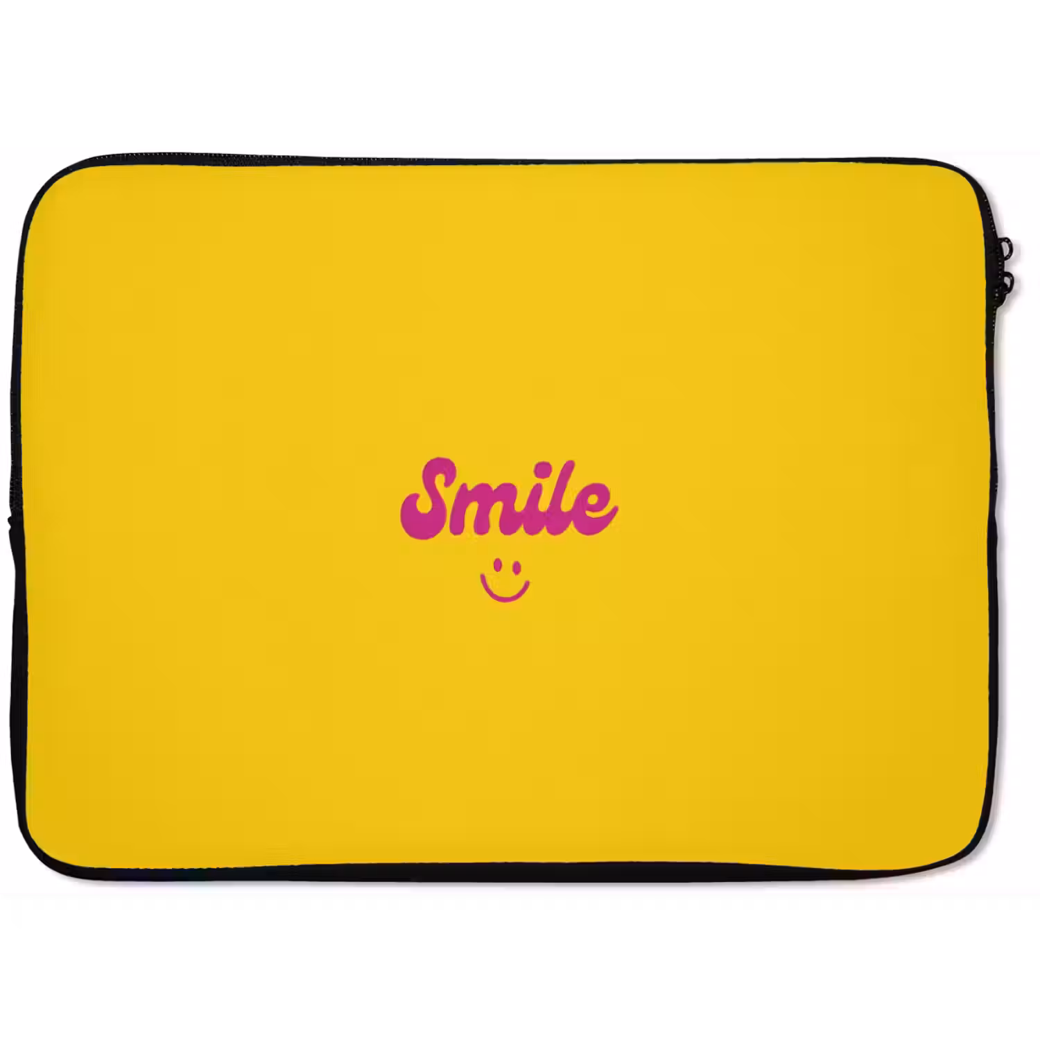 Smile - Geel - Roze laptophoes neopreen klein -zkaufland3dotto