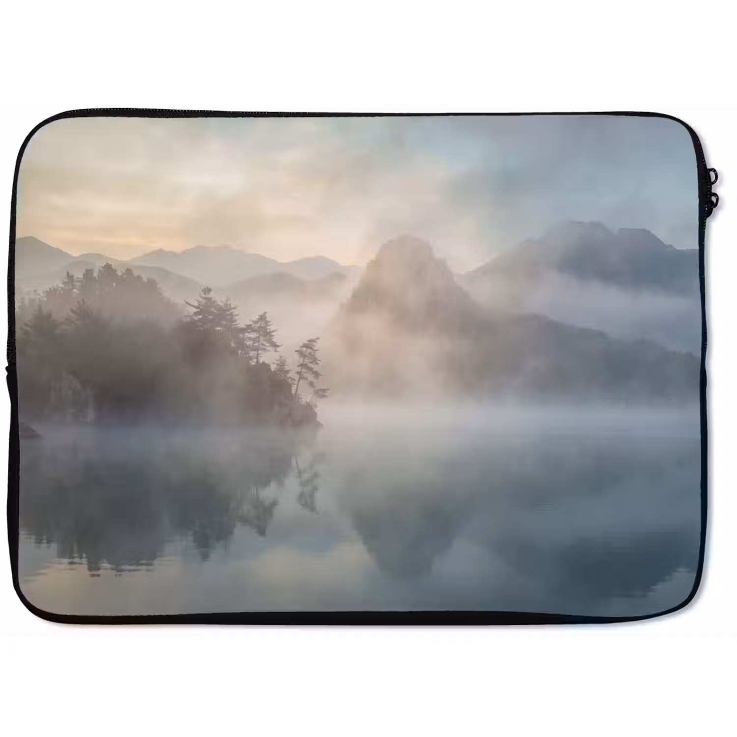Landschap - Bergen - Mist - Water - Natuur laptophoes neopreen klein -zkaufland3dotto
