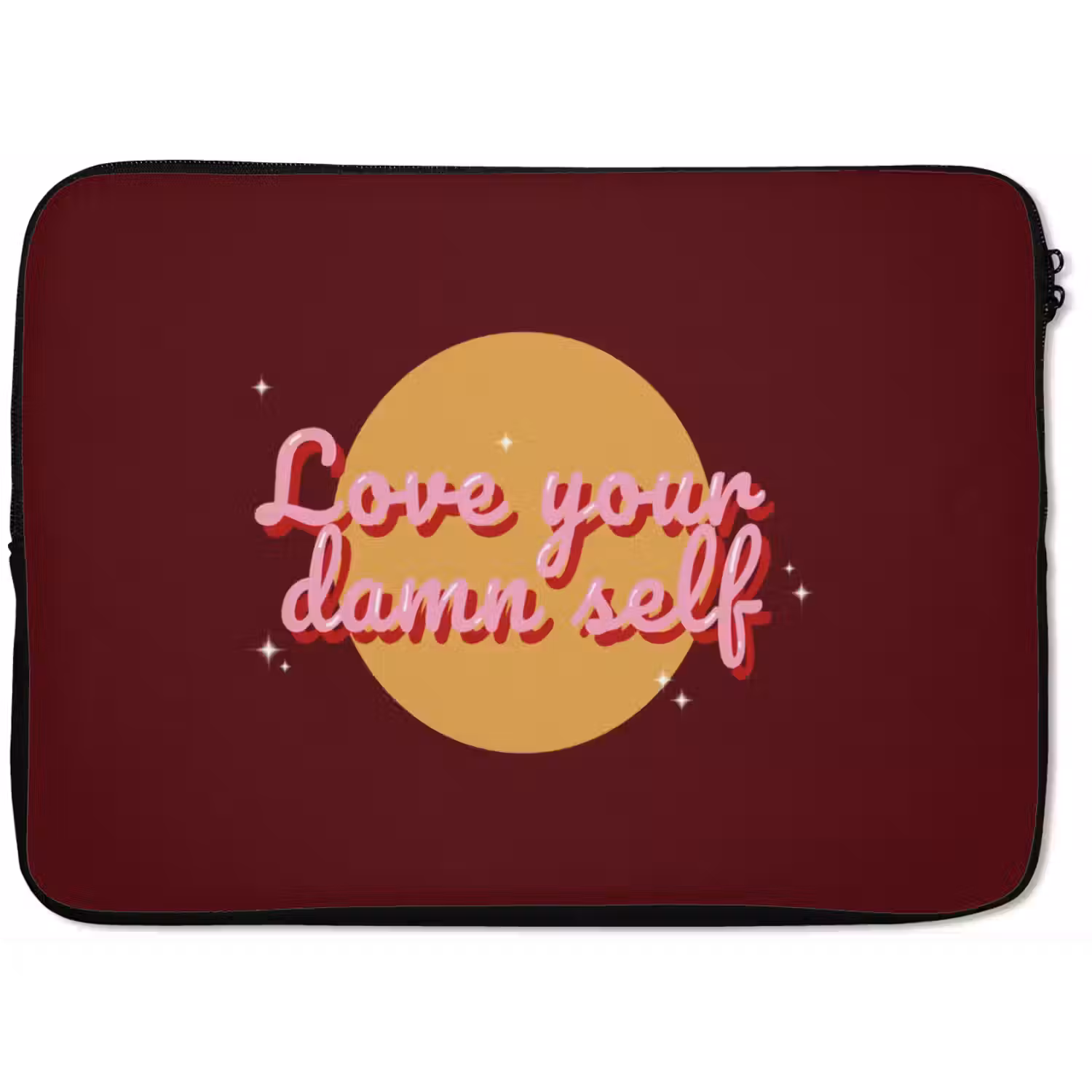 love your damn self - Cirkel - Glitter - Rood laptophoes neopreen klein -zkaufland3dotto