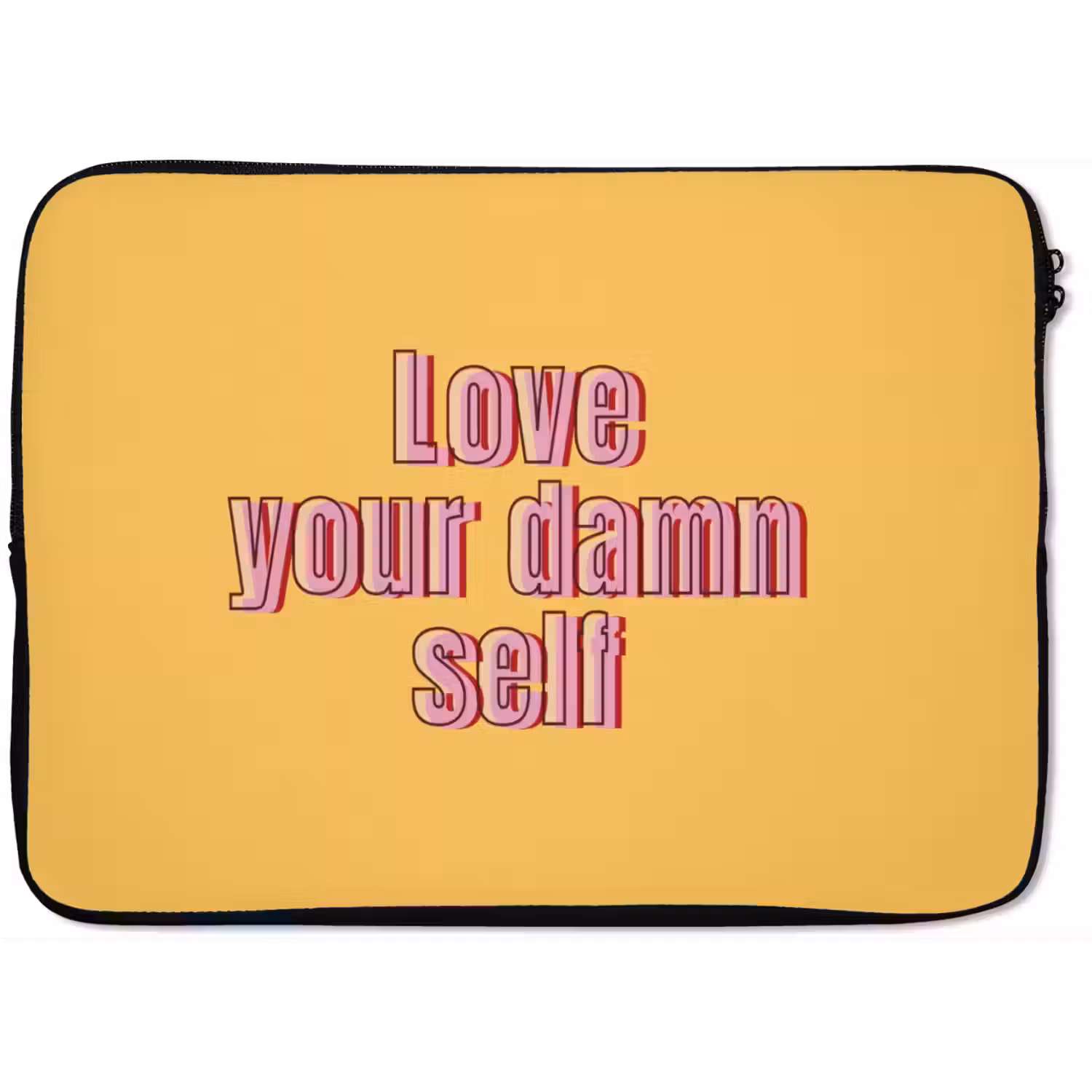 Love yourself - Roze - Geel laptophoes neopreen klein -zkaufland3dotto