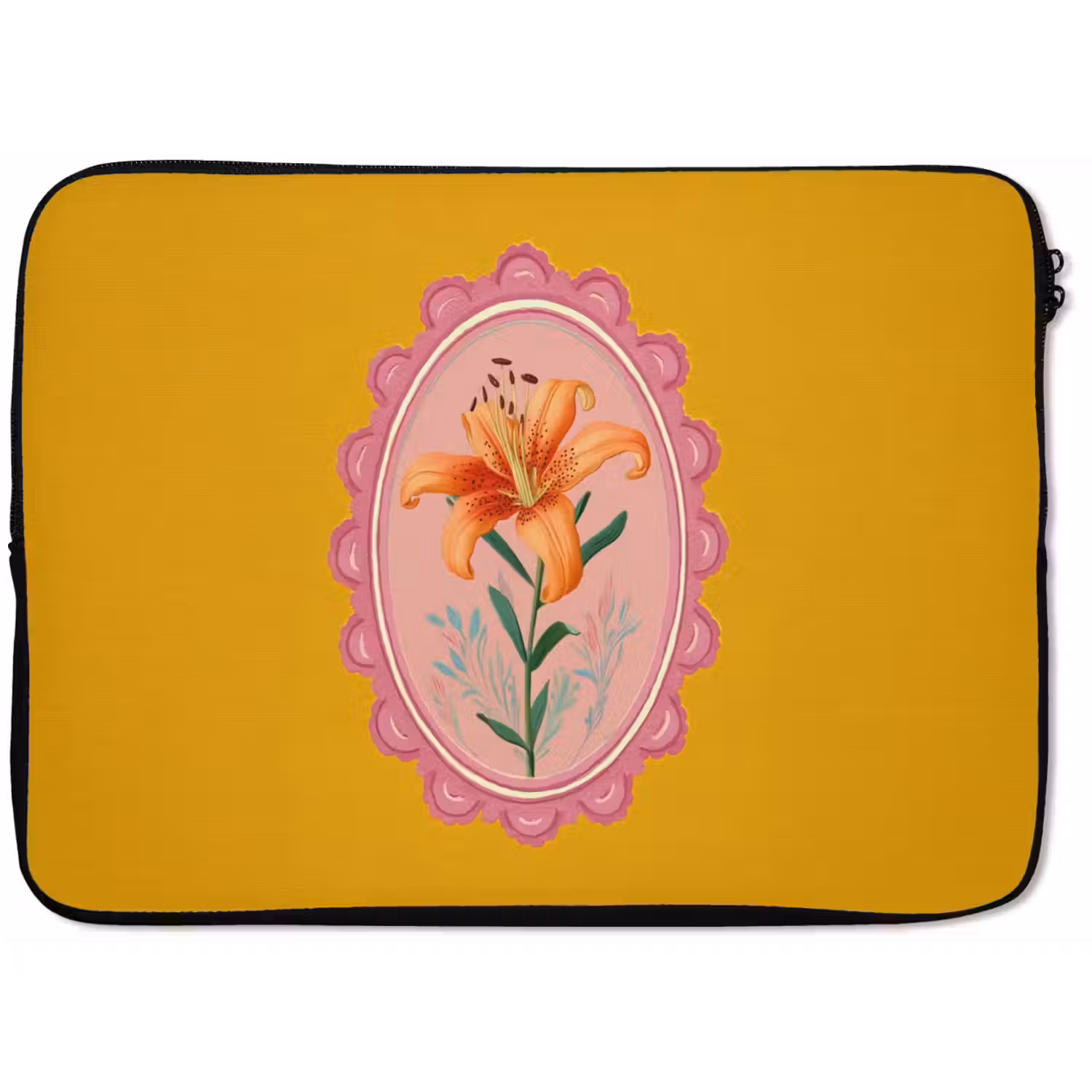 Lelie - Oranje - Lijst - Ovaal laptophoes neopreen klein -zkaufland3dotto