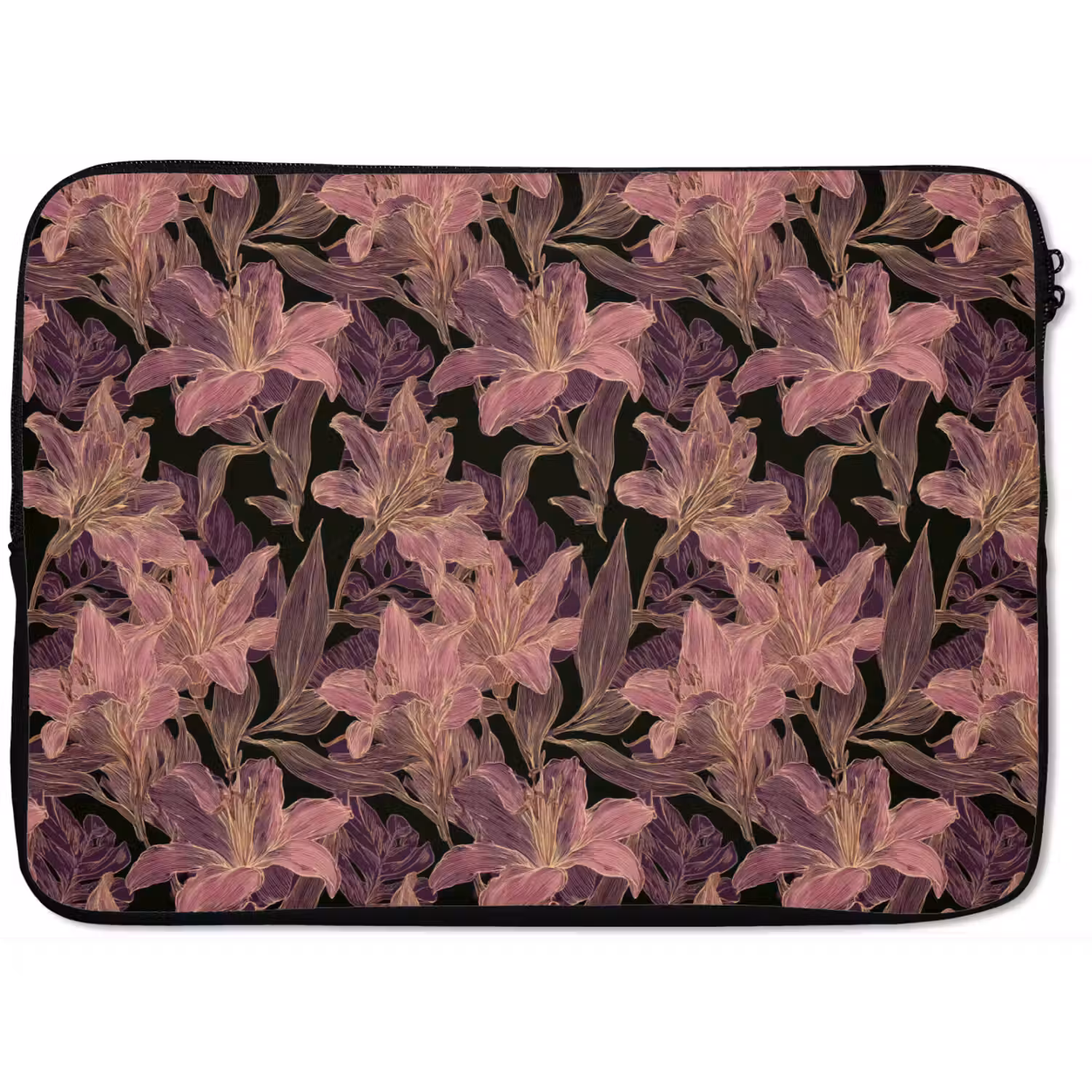 Lelies - Patroon - Paars - Goud laptophoes neopreen klein 279 -zkaufland3dotto