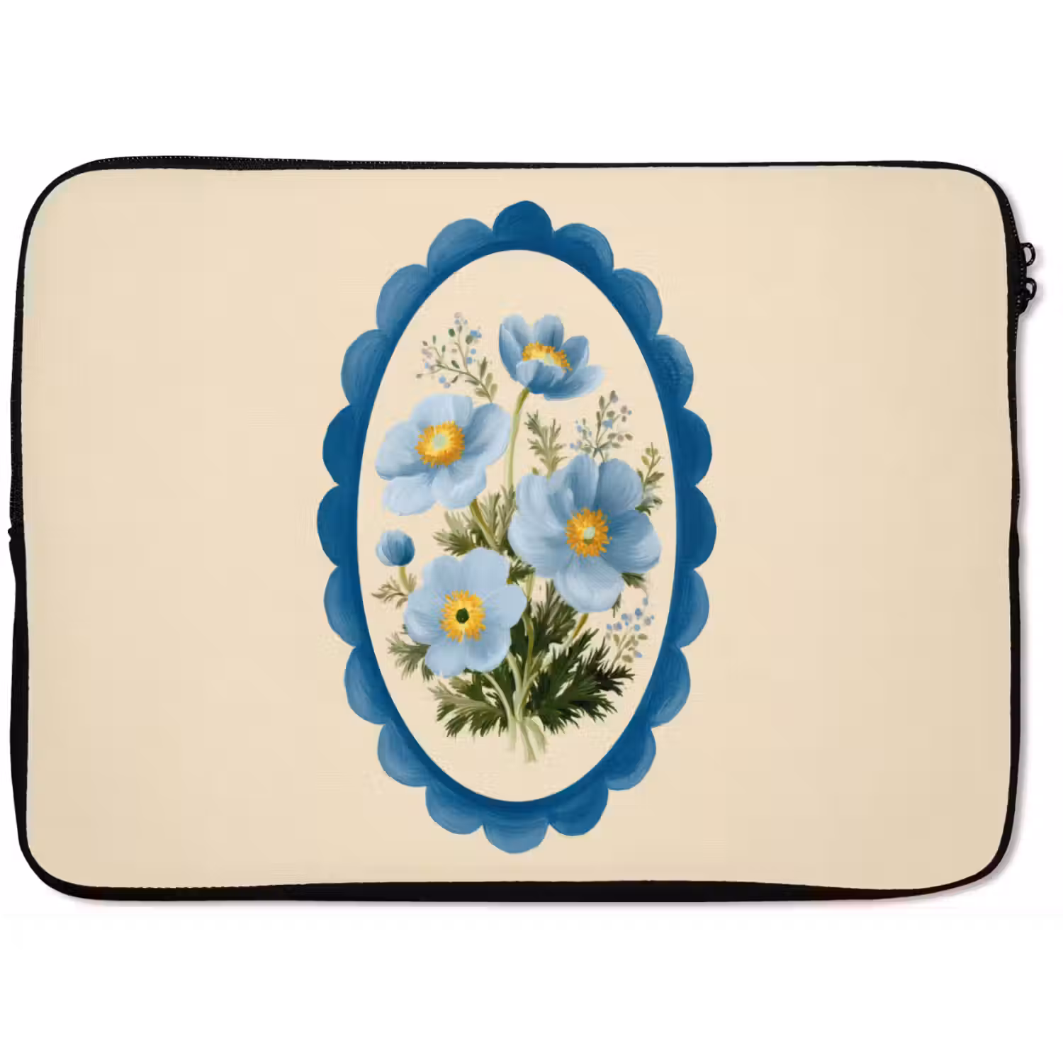 Lijst - Bloemen - Lichtblauw - Illustratie laptophoes neopreen klein -zkaufland3dotto