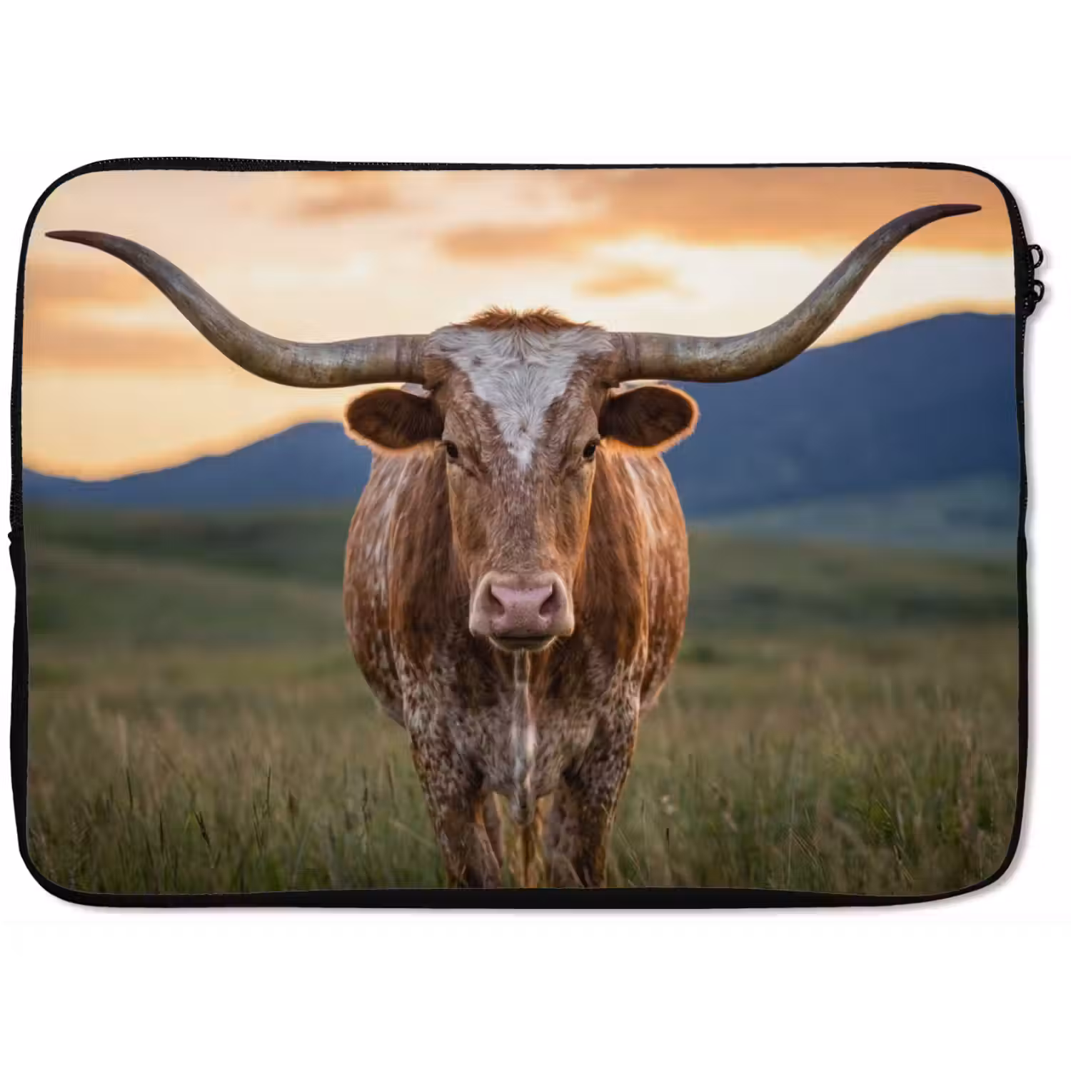 Longhorn - Landschap - Zonsondergang laptophoes neopreen klein -zkaufland3dotto