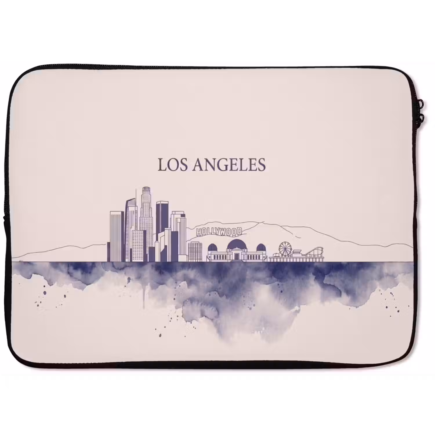 Los Angeles - Skyline - Architectuur - Aquarel - Blauw laptophoes neopreen klein -zkaufland3dotto
