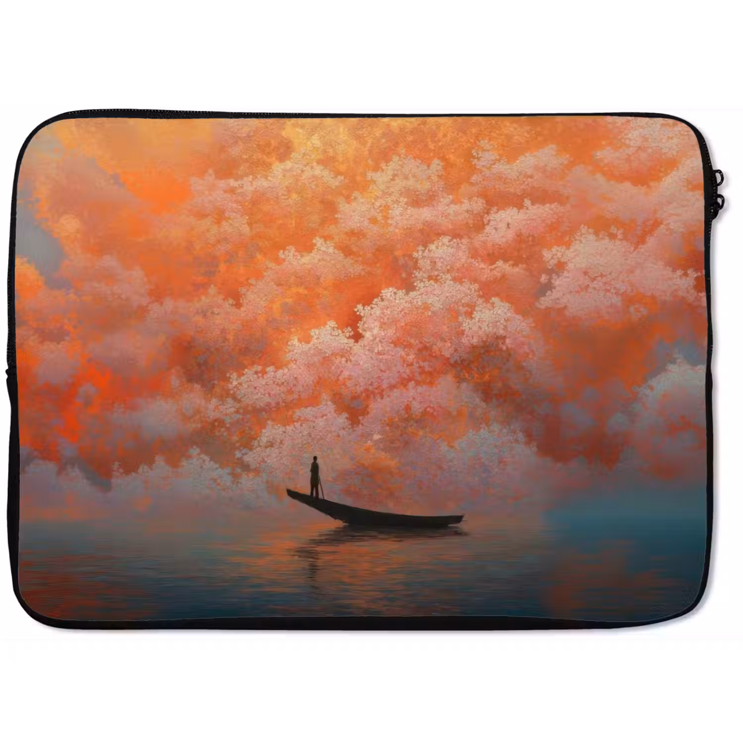 Zee - Boot - Wolken - Oranje laptophoes neopreen klein -zkaufland3dotto