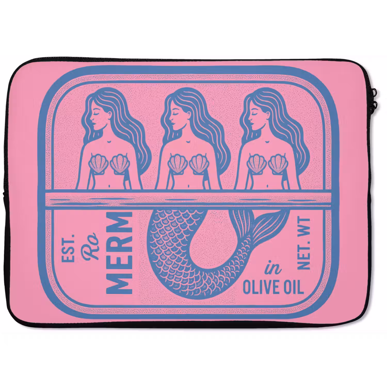 Meermin - Sardineblik - Illustratie - Roze - Retro laptophoes neopreen klein -zkaufland3dotto