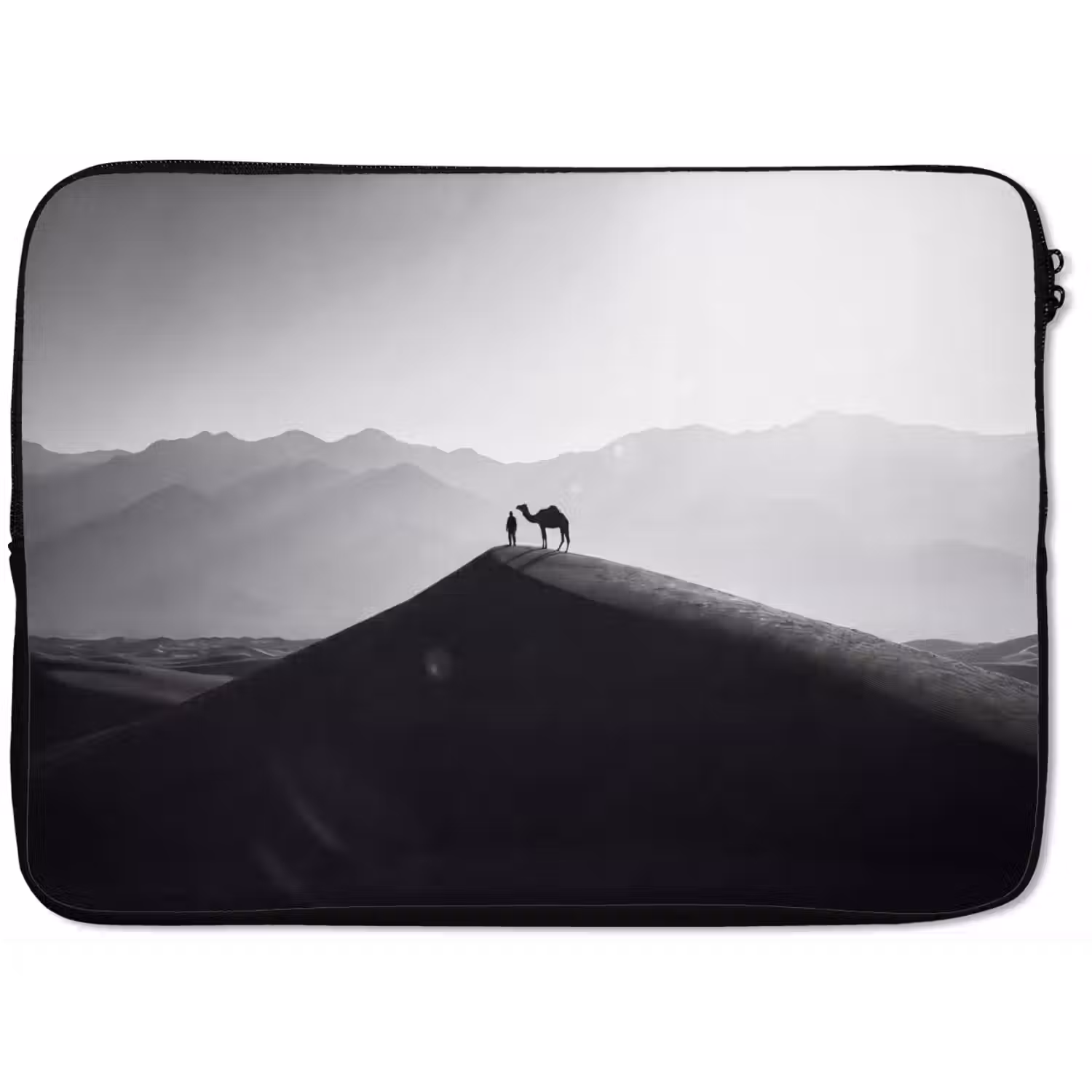 Mens - Kameel - Zandduin - Natuur - Monochroom laptophoes neopreen klein -zkaufland3dotto