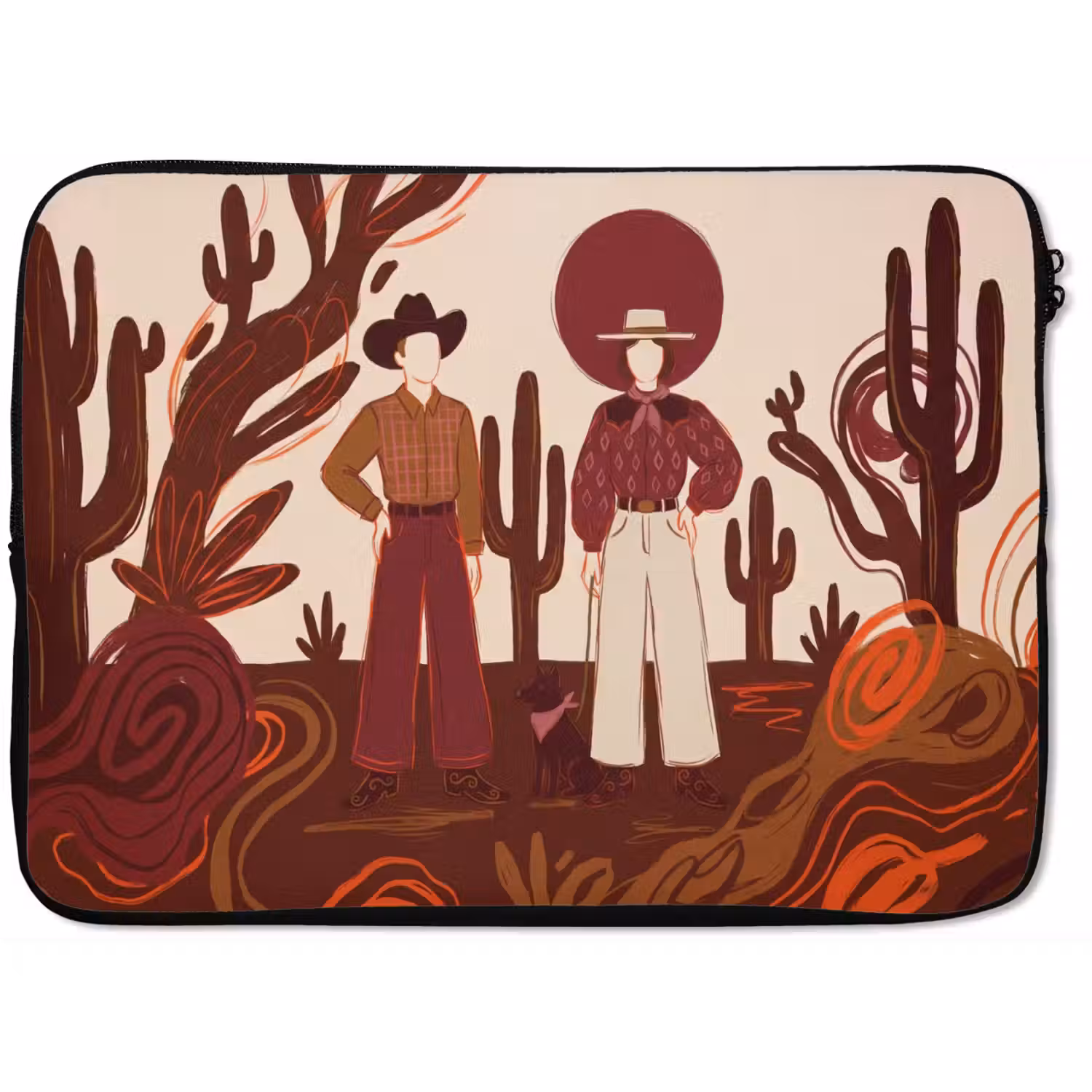 Mensen - Cowboykleding - Westerse stijl - Illustratie - Bruin laptophoes neopreen klein -zkaufland3dotto