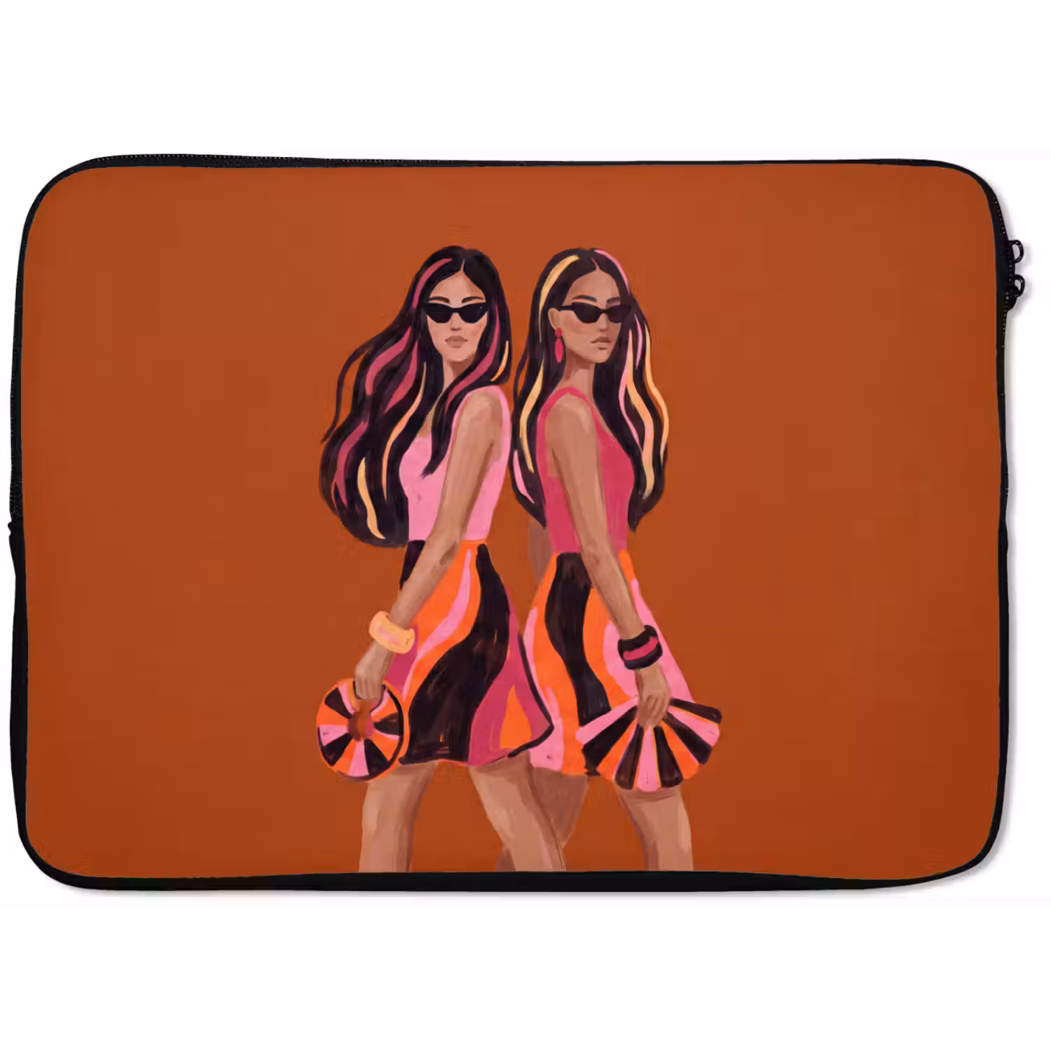 Mensen - Duo - Mode - Illustratie - Kleurrijk laptophoes neopreen klein -zkaufland3dotto