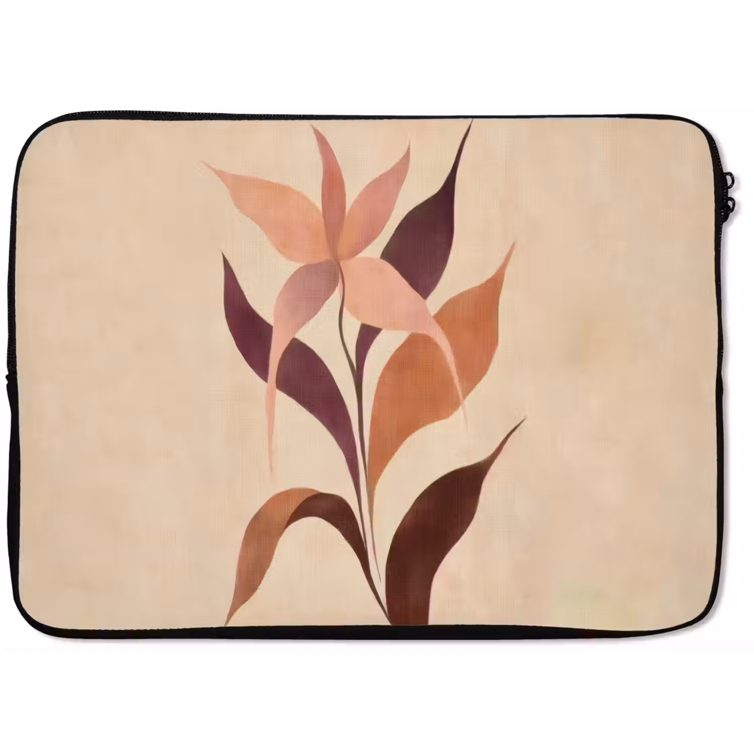 Minimalistisch - Bloem - Bladeren - Beige laptophoes neopreen klein -zkaufland3dotto