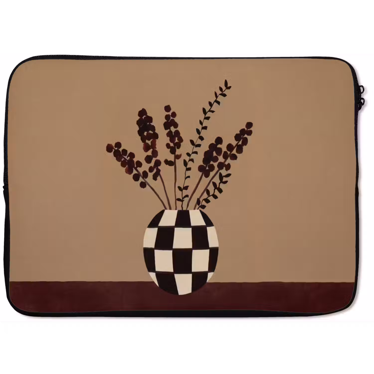 Minimalistisch - Vaas - Bloemen - Bruin laptophoes neopreen klein -zkaufland3dotto