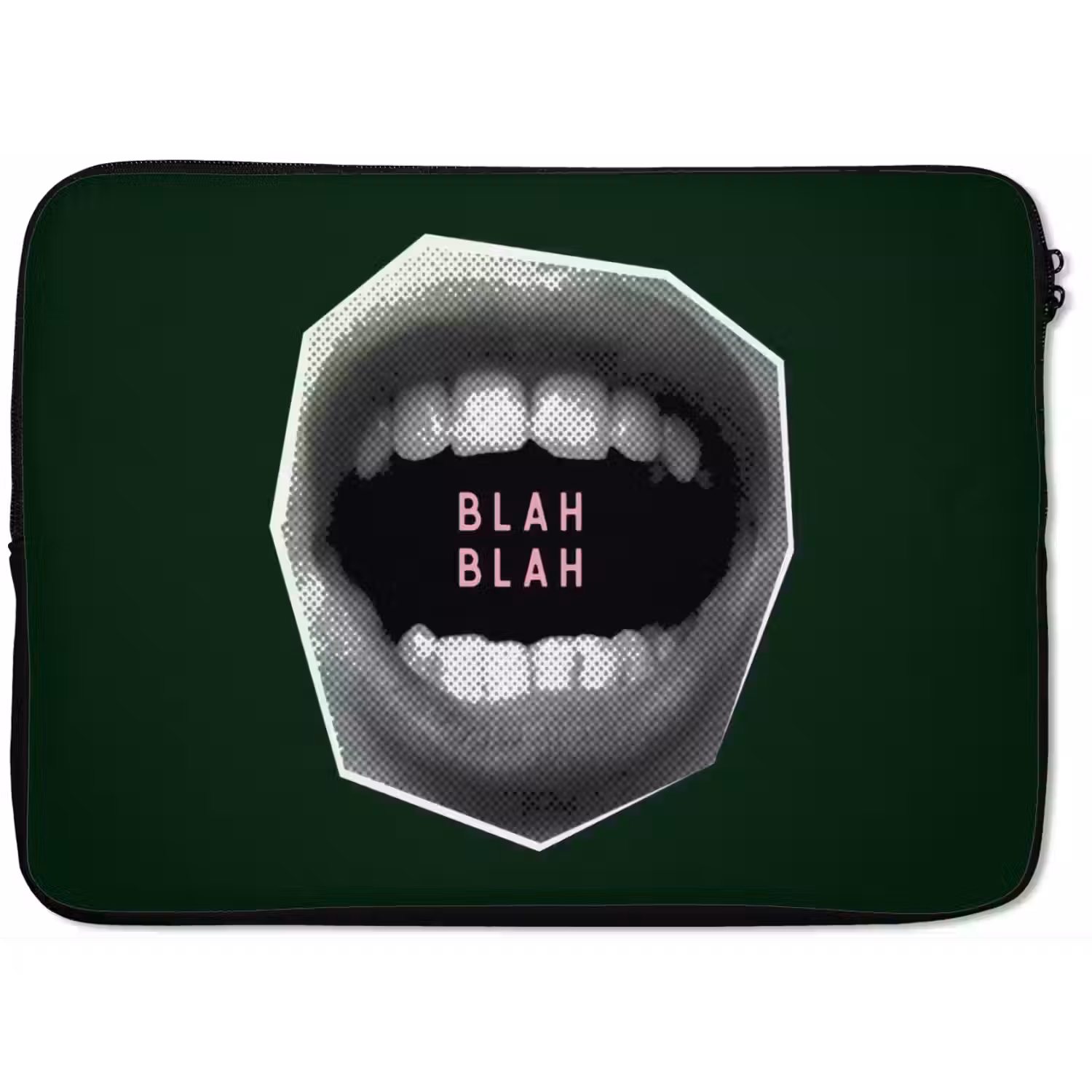 Mond - Groen - Illustratie - BLAH BLAH laptophoes neopreen klein -zkaufland3dotto